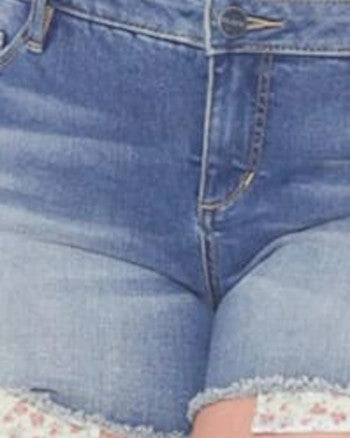 Crosshatch Stitching Shorts with Exposed Pockets - Red Roses | RED ROSES