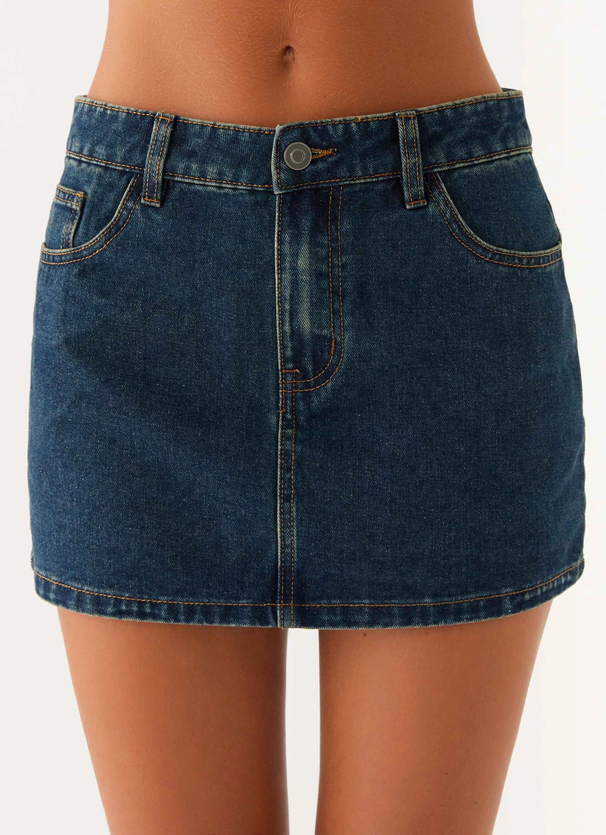 Maysa Low Rise Mini Skirt - Washed Denim Daily Style Mix Culture