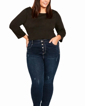 Serendipity Zip Jean | Dark Wash Earthy Modern Minimalist Office Wear Style Combo