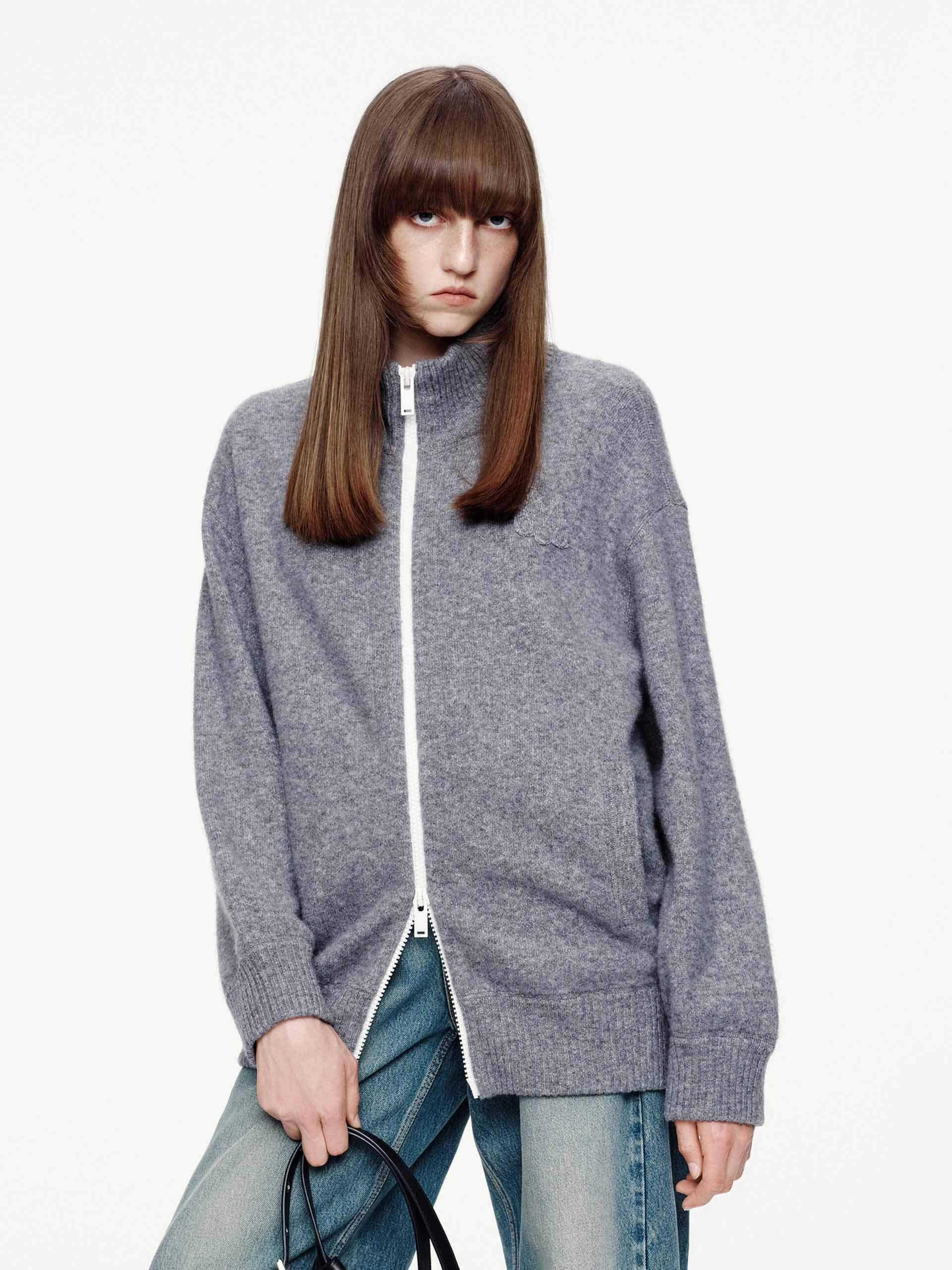 Casual Cool Day Wear Relaxed Zipper Knitted Cardigan