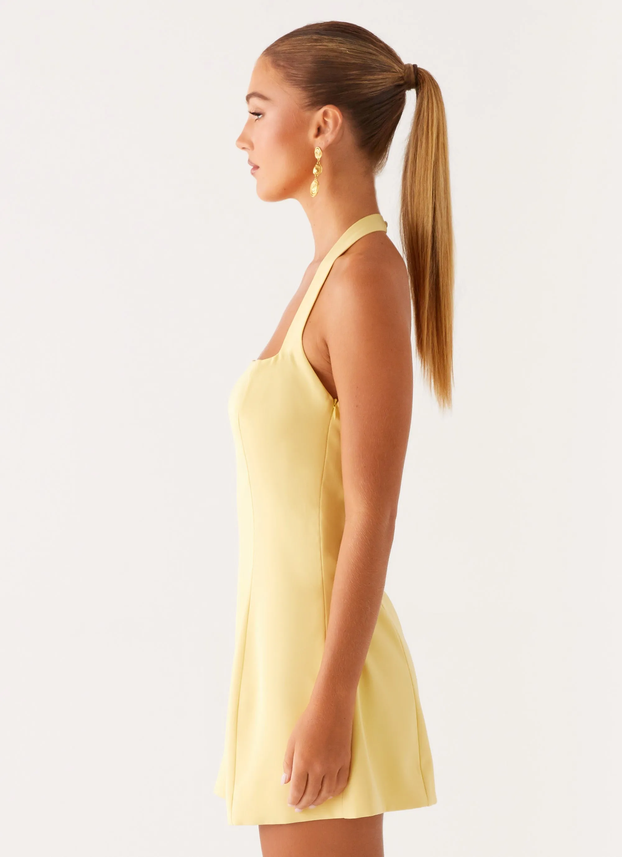 Remi Halter Mini Dress - Yellow Neutral Layer