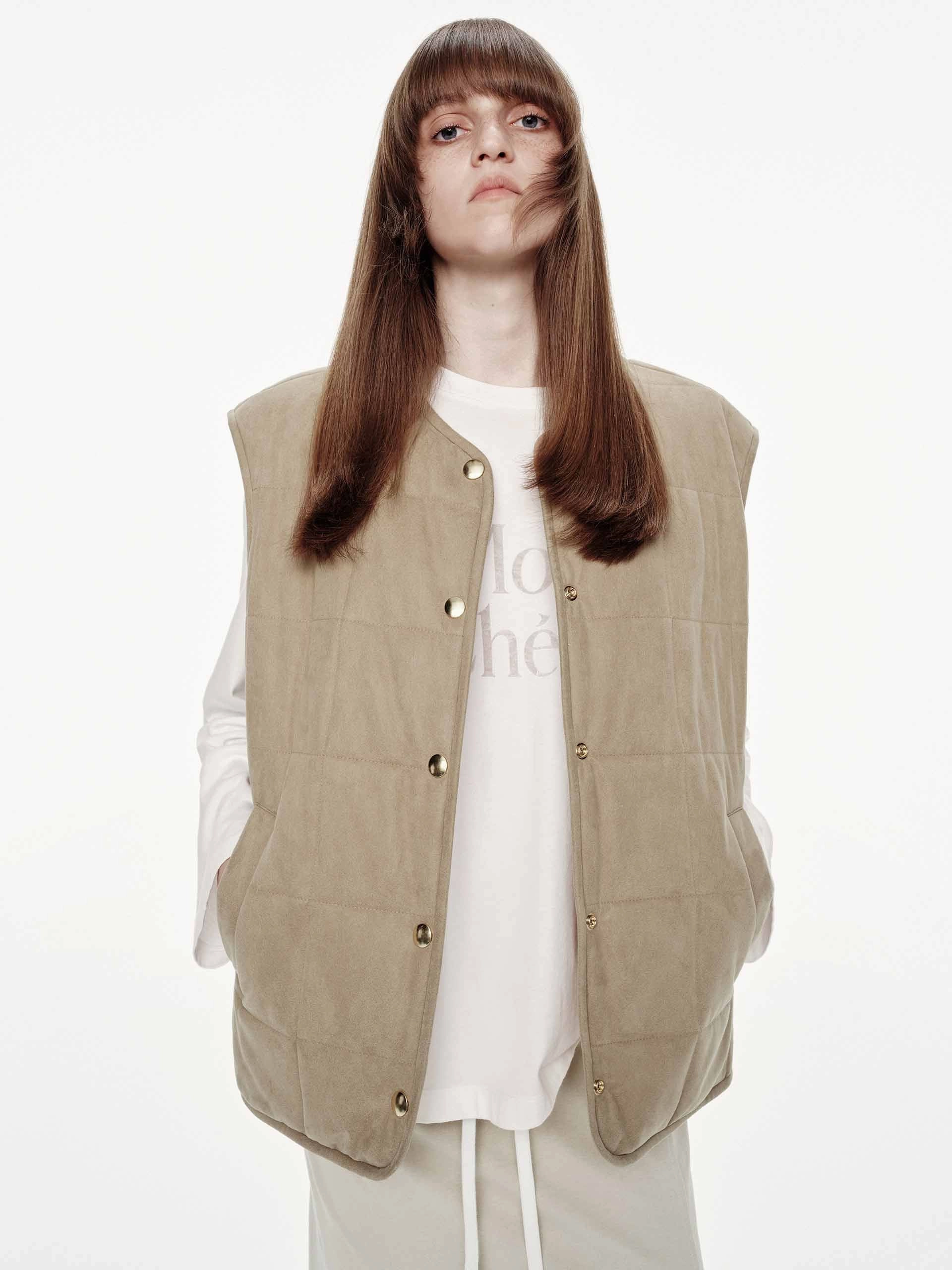 Reversible Sleeveless Down Jacket High Collar Style