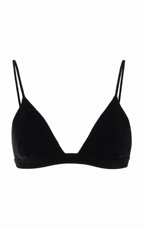 Chill Proof Chevier Knit Bra in Black Merino Wool
