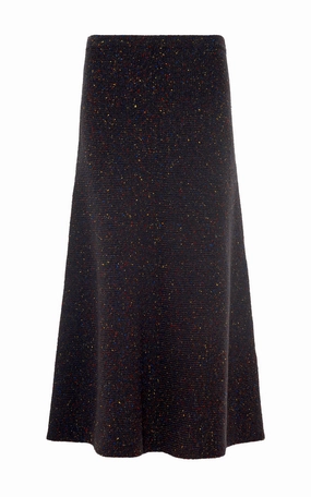 Eden Knit Maxi Skirt in Charcoal Multi Aran Cashmere Seamless construction