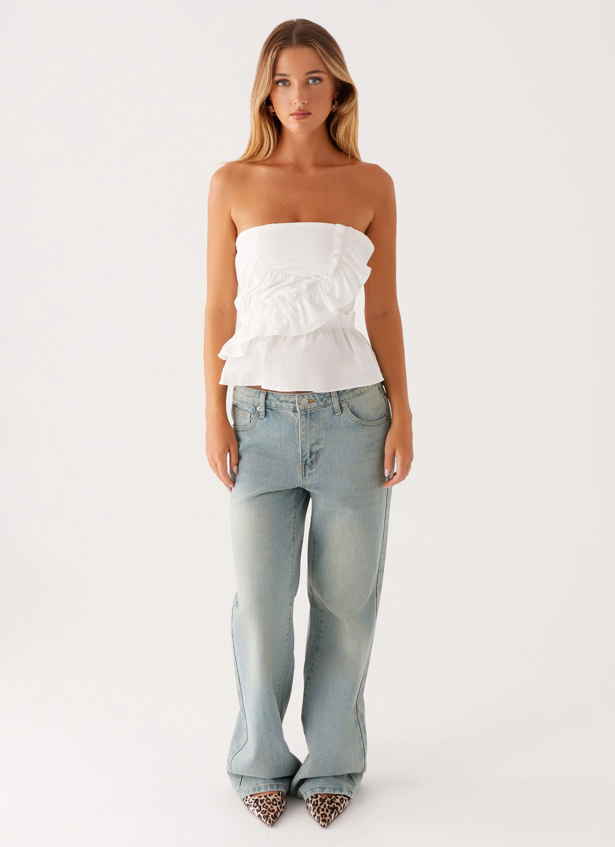 low humidity use Roisin Ruched Top - White