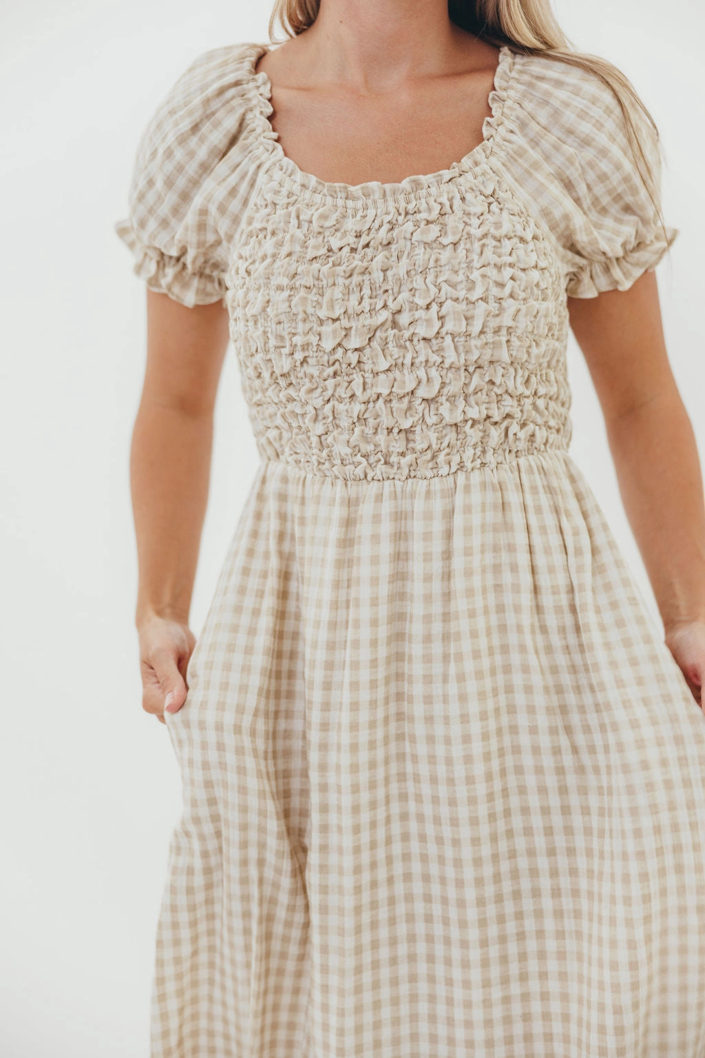 Emilia 100% Cotton Smocked Maxi Dress in Natural - Bump Friendly Heritage-Brand Flattering Layer