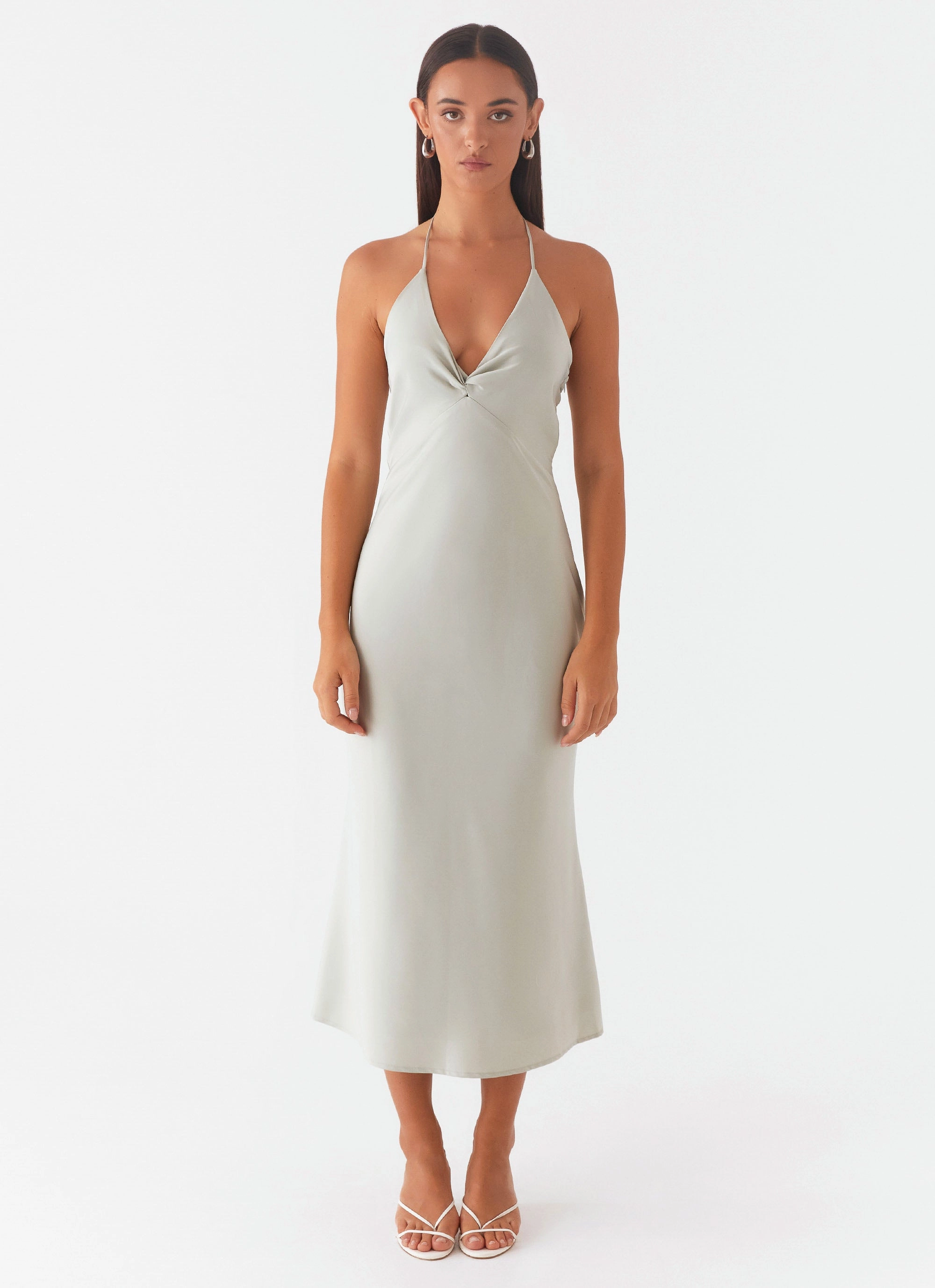Piped-Edge High Note Midi Dress - Sage