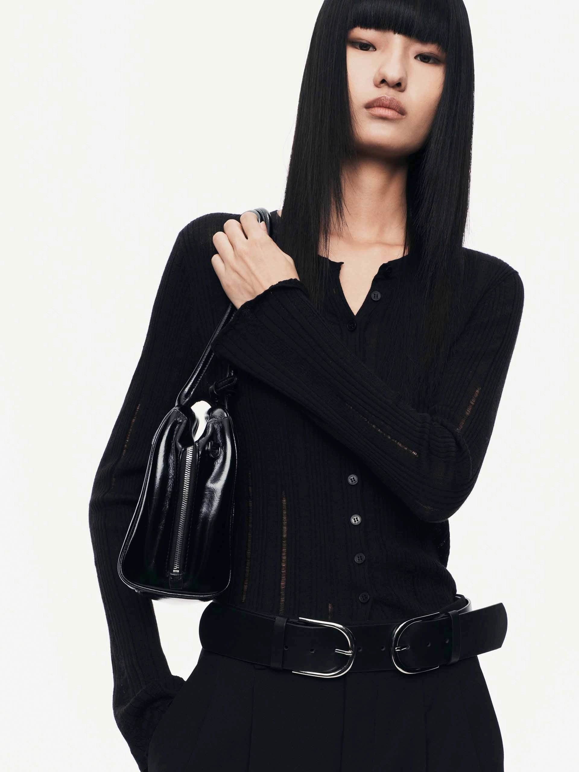 Round Neck Knitted Cardigan FourWay Stretch Fabric Daywear Fit