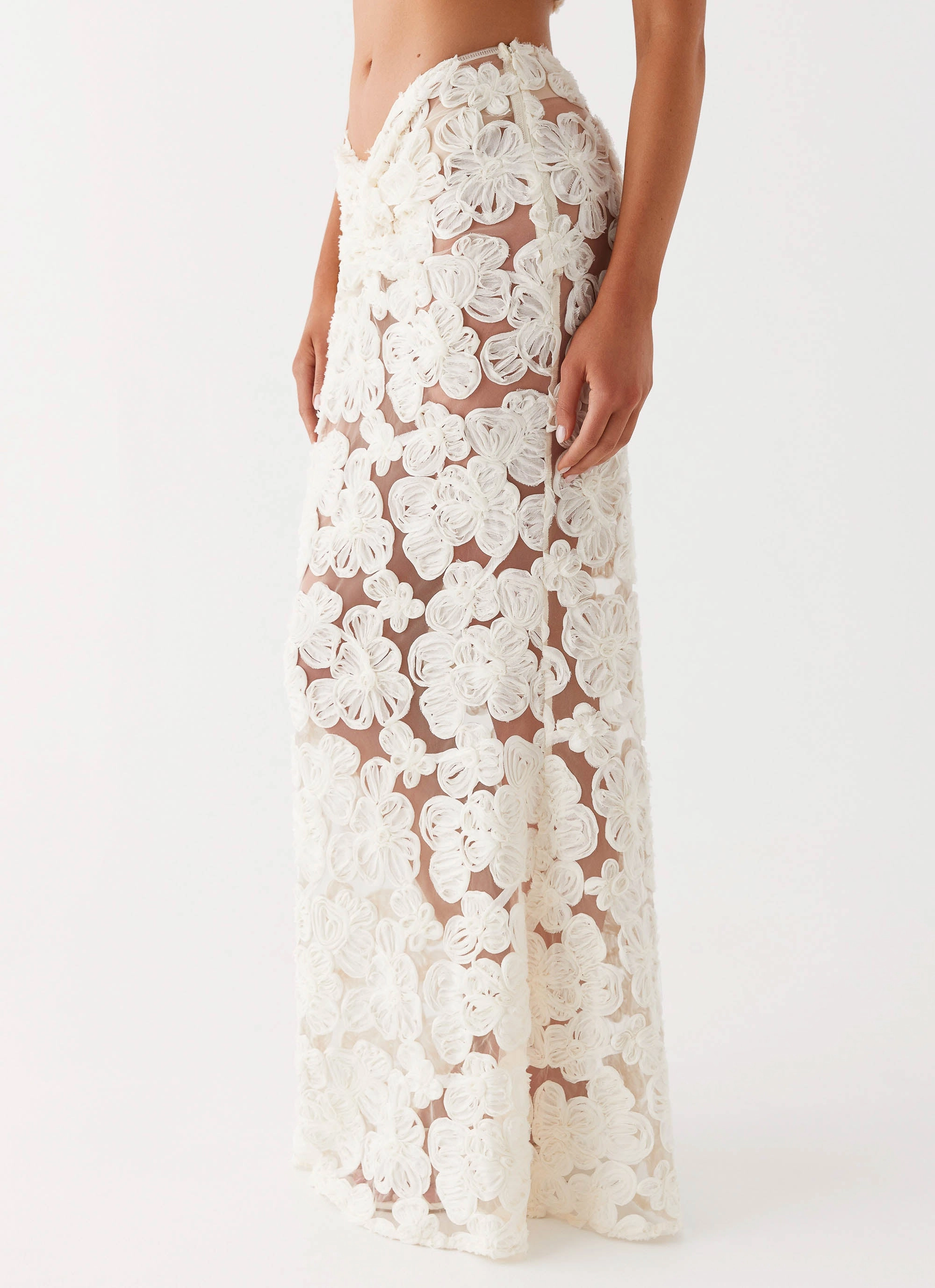 Shape Enhancing Fiorella Floret Maxi Skirt - Ivory