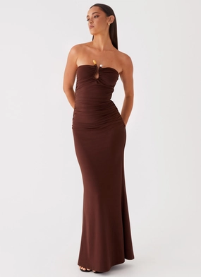 Rudy Maxi Dress - Brown Pure Elegance Basic Cool