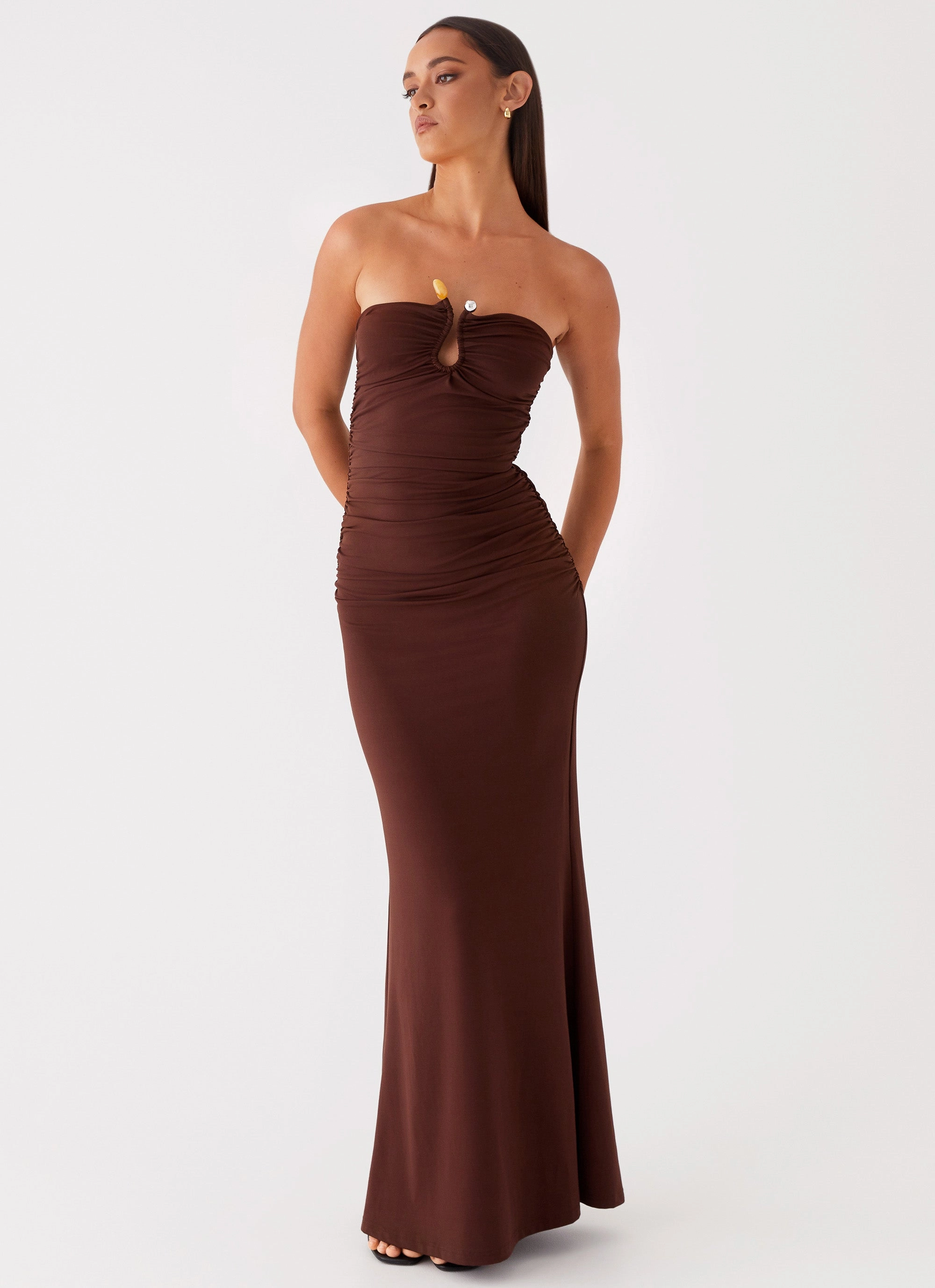 Rudy Maxi Dress - Brown Pure Elegance Basic Cool