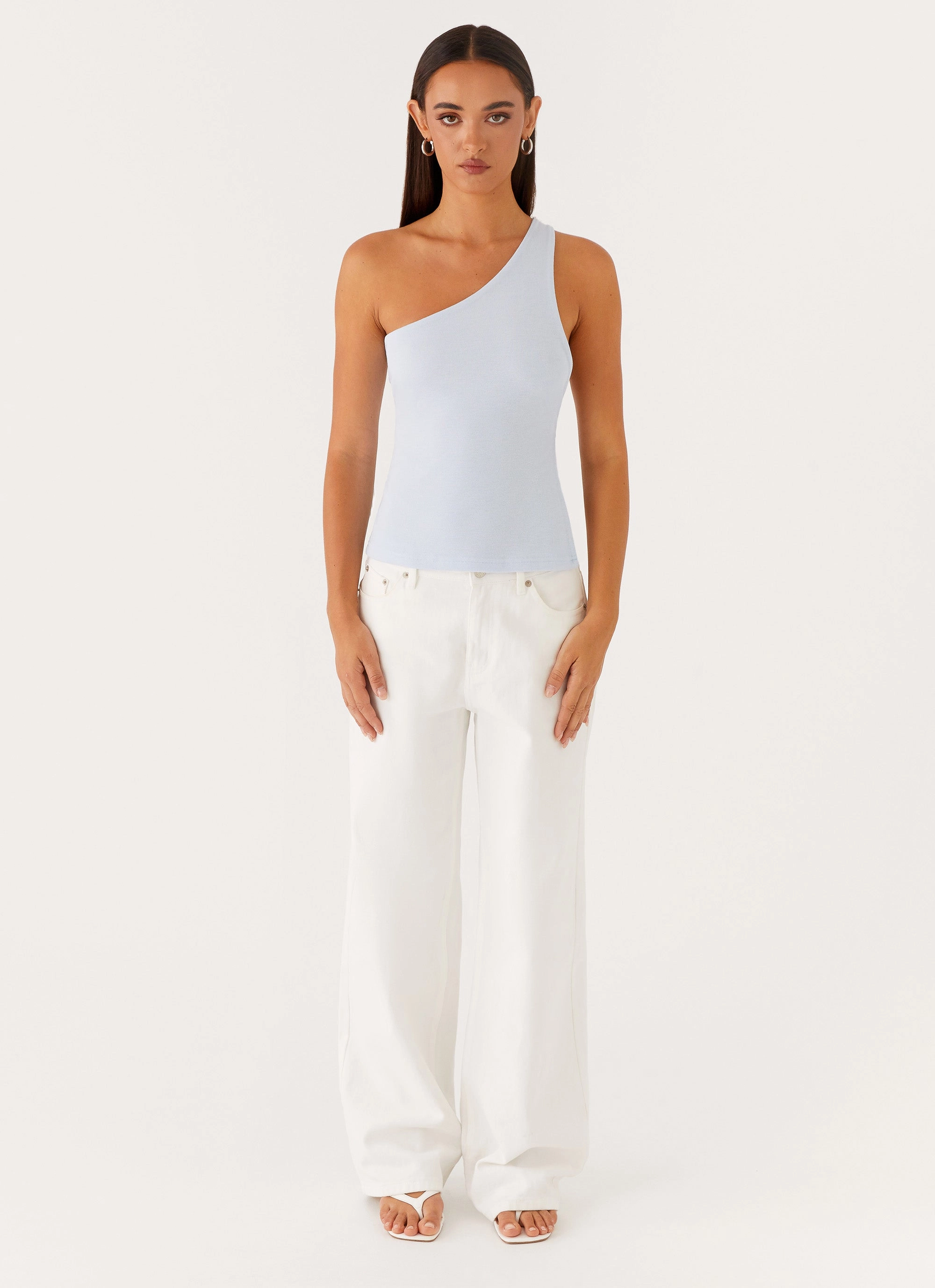 single - compartment Safiya One Shoulder Top - Blue