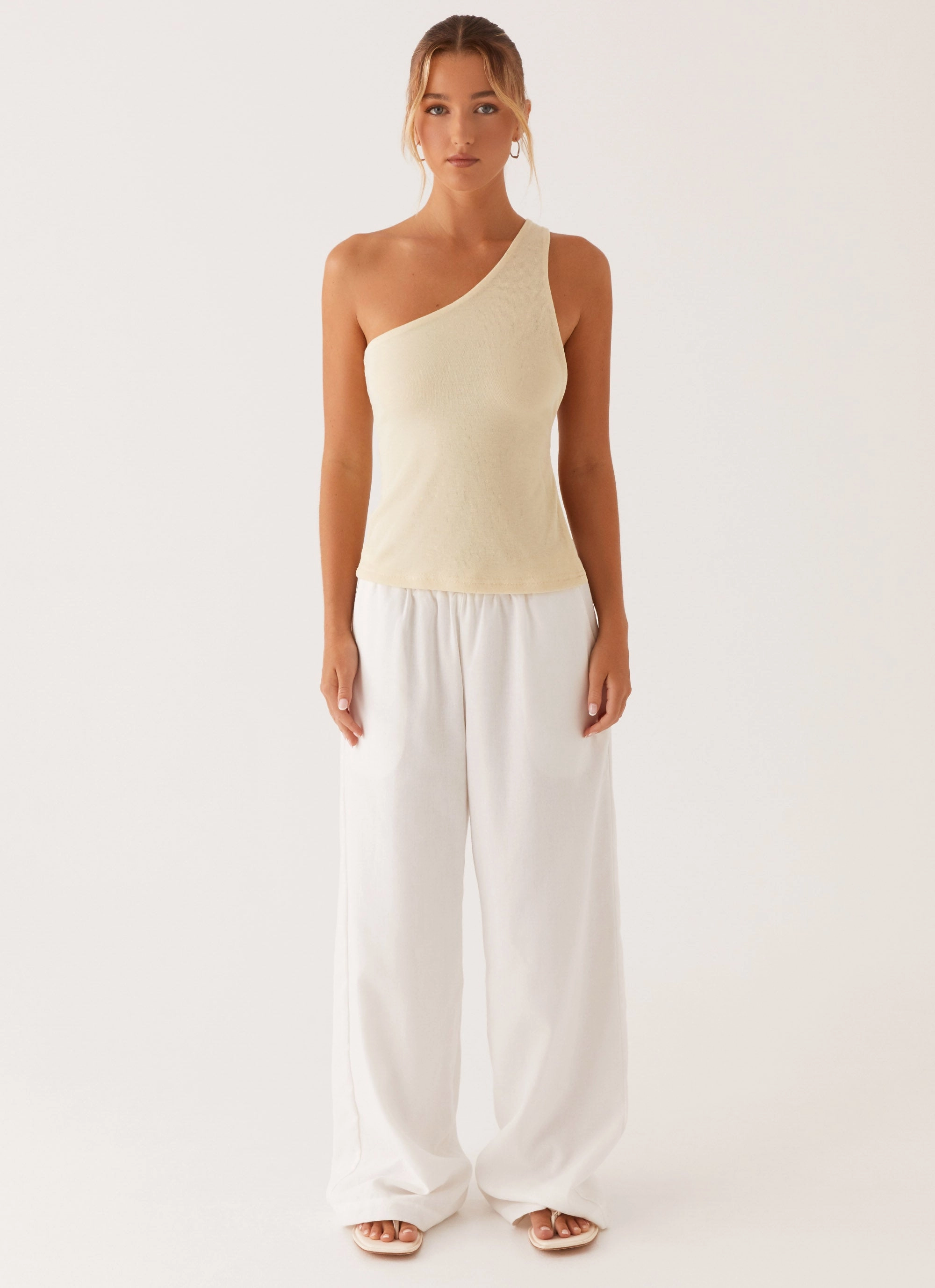 Safiya One Shoulder Top - Yellow Elastic Free Comfort Trim Low Maintenance Fabric