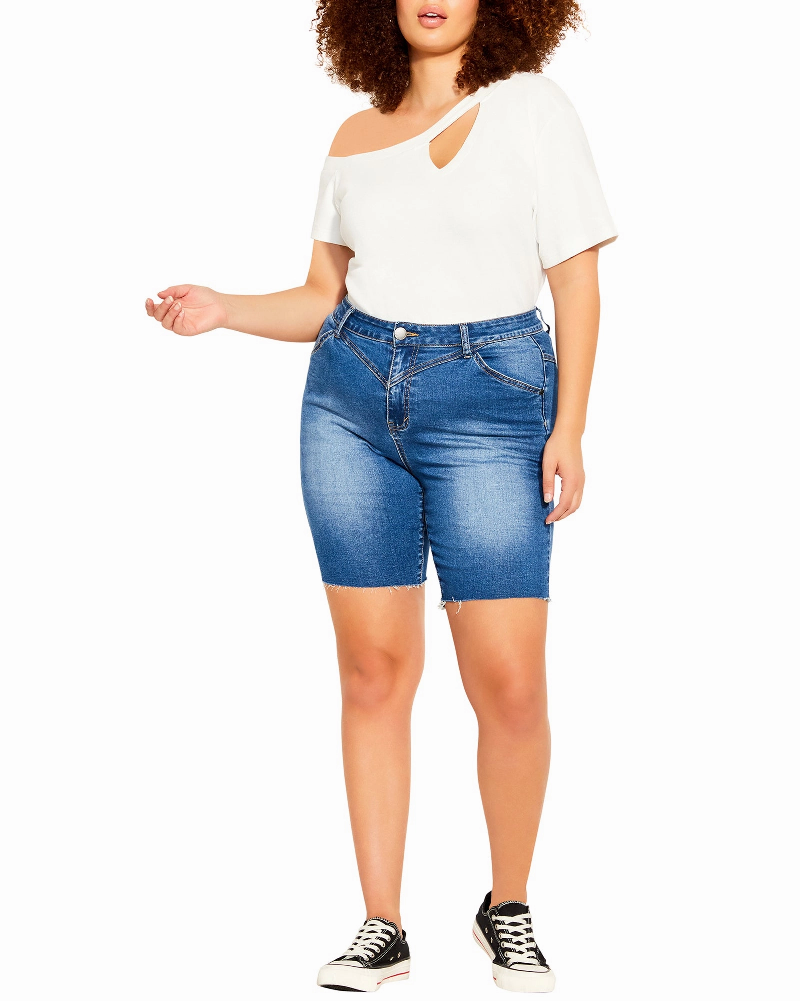 Elegant Formal Workwear Ready Sana Trendy Bermuda Short | Medium Wash