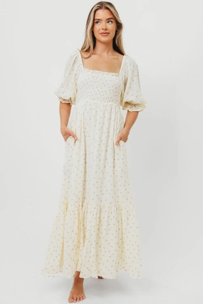 Comfortable Cut Short Sleeve Livvy 100% Cotton Maxi Dress in Petite Blue Floral -Bump Friendly & Inclusive Sizing