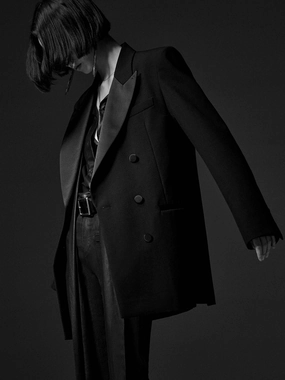 Stitched Look Satin Collar Tailored Blazer