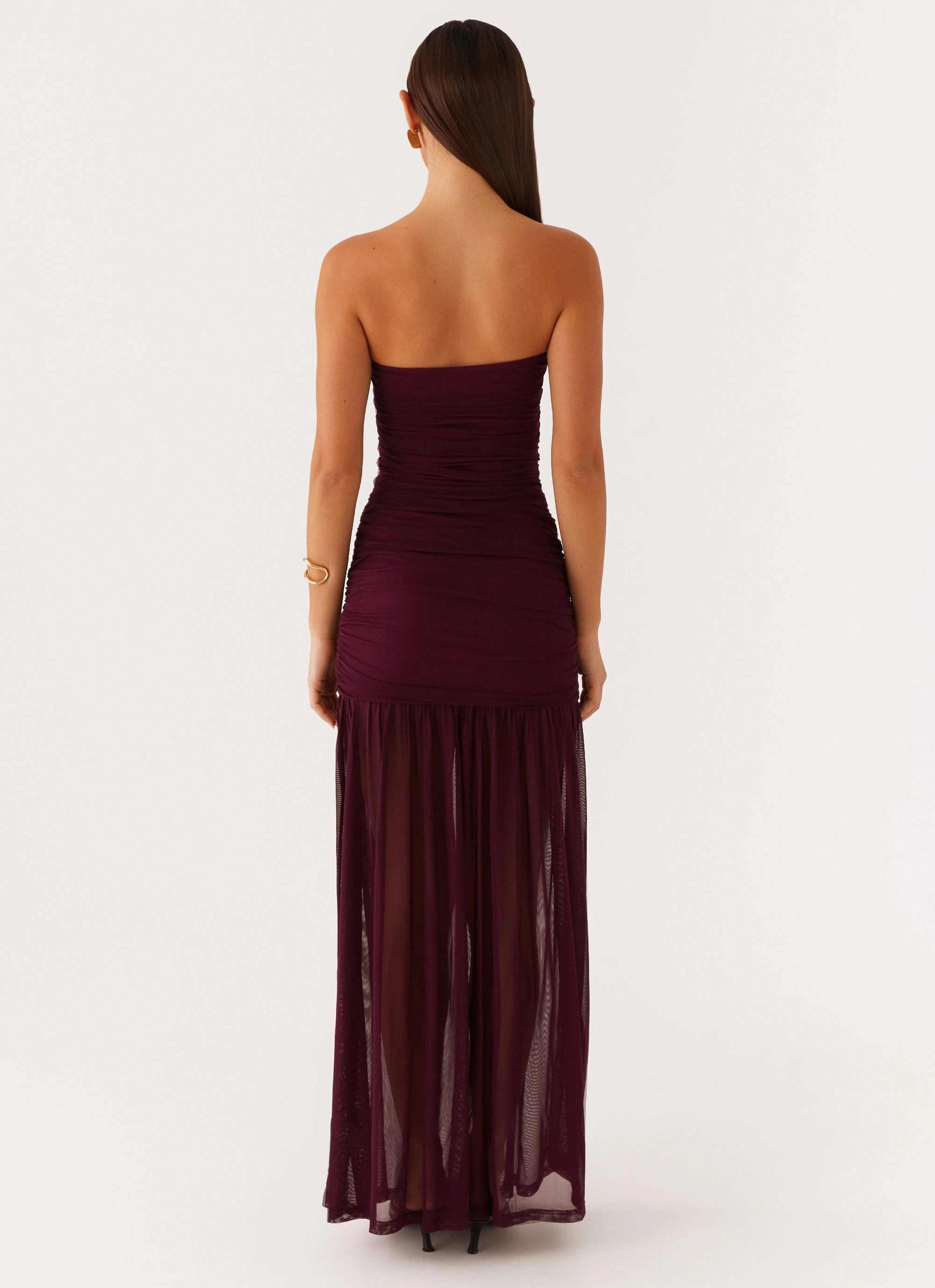 Mermaid-Hem Neutral Aesthetic Savaya Maxi Dress - Mulberry