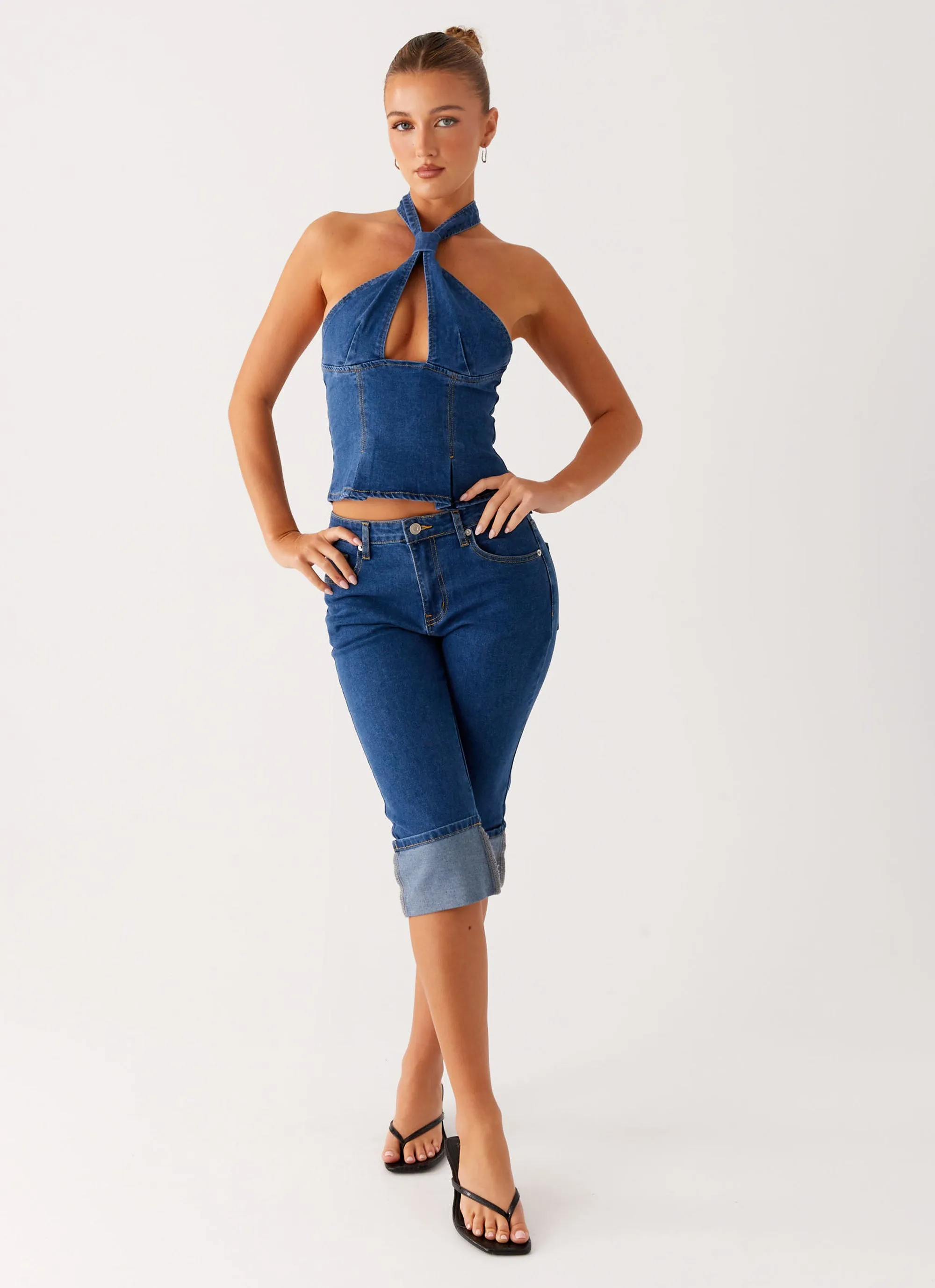 Style Focus Saylor Denim Capri Jeans - Indigo