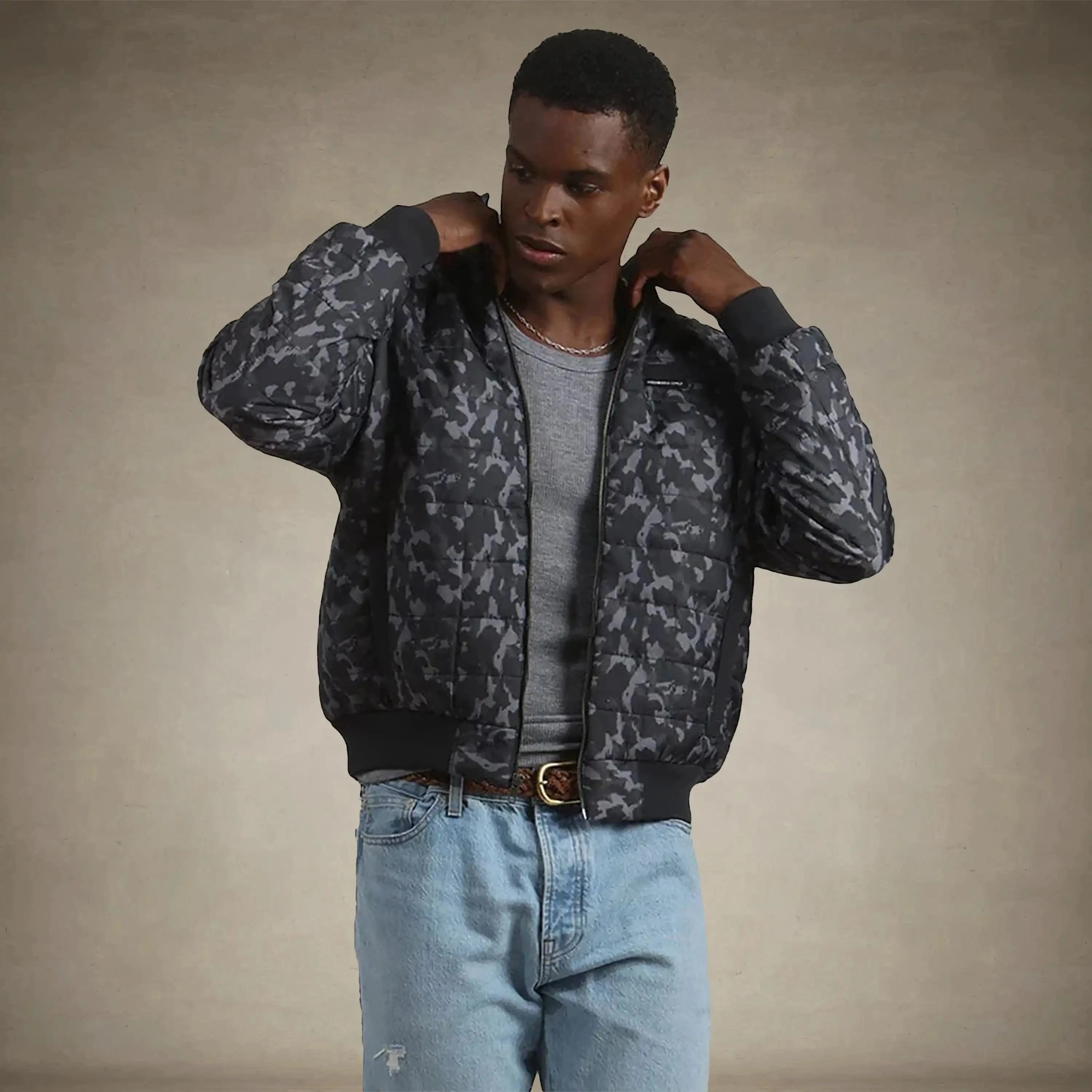 Perforated Details Men's SoHo Quilted Jacket