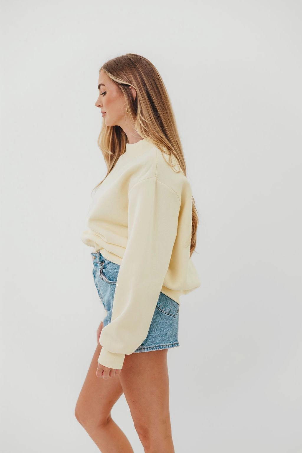 Scout Wide Neck Fleece Sweatshirt in Butter Eco Conscious Processing Cold Weather Comfort