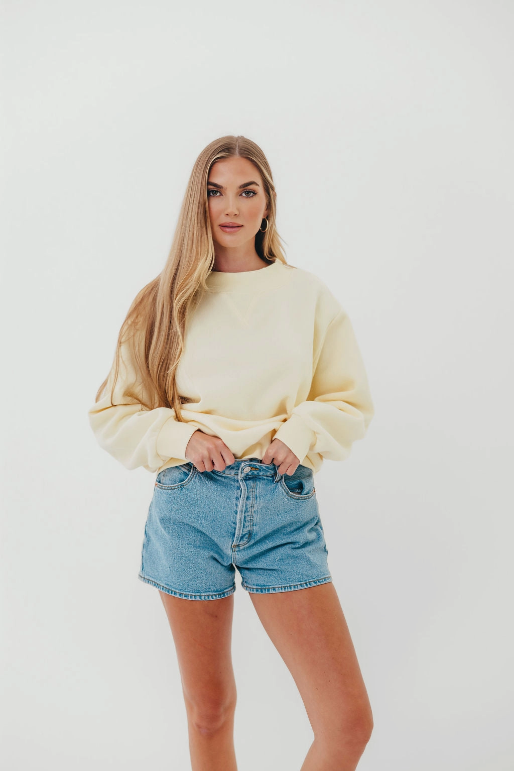 Scout Wide Neck Fleece Sweatshirt in Butter Quick Comfort Ventilated Underarm Design