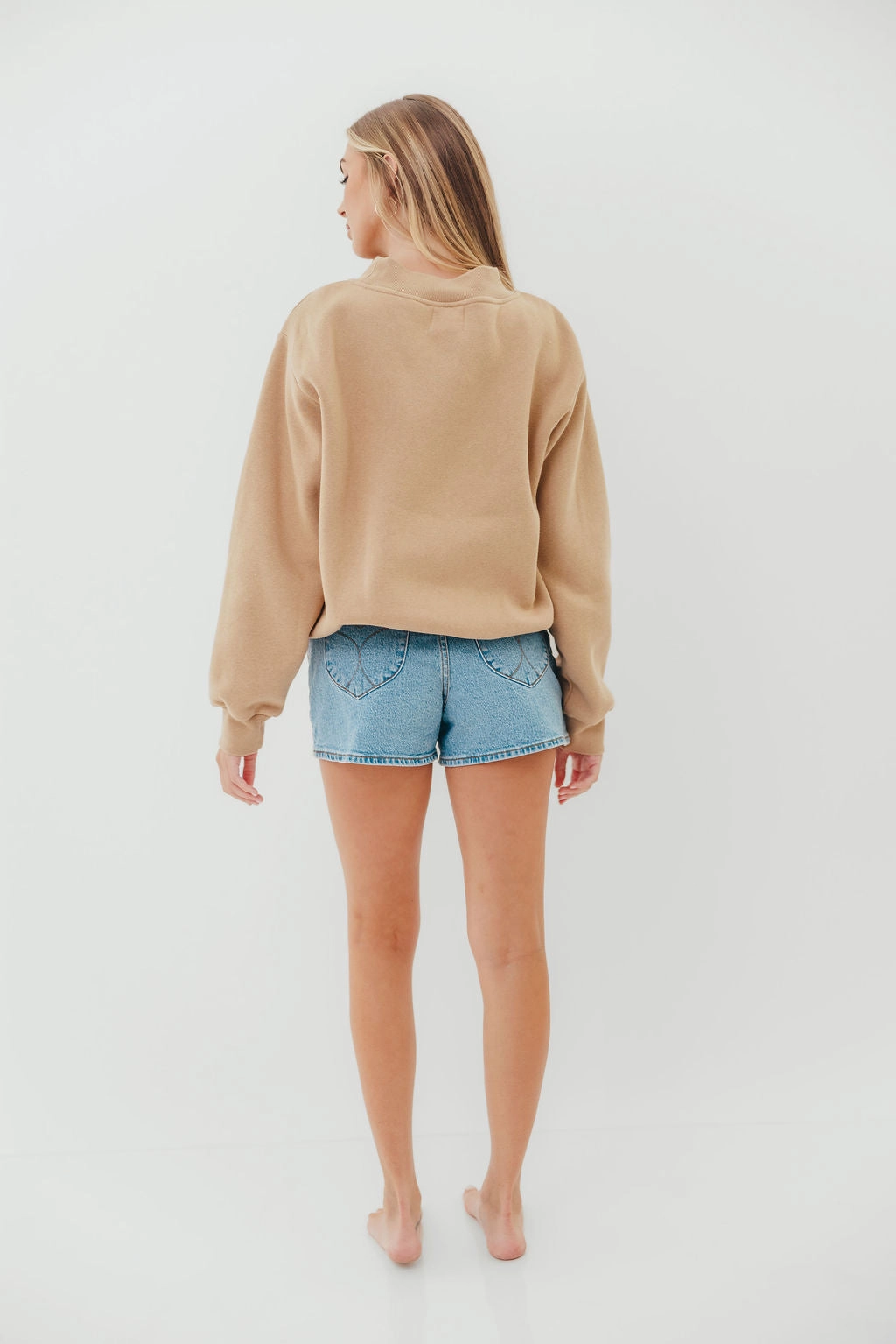 Scout Wide Neck Fleece Sweatshirt in Tan Snuggle Fit