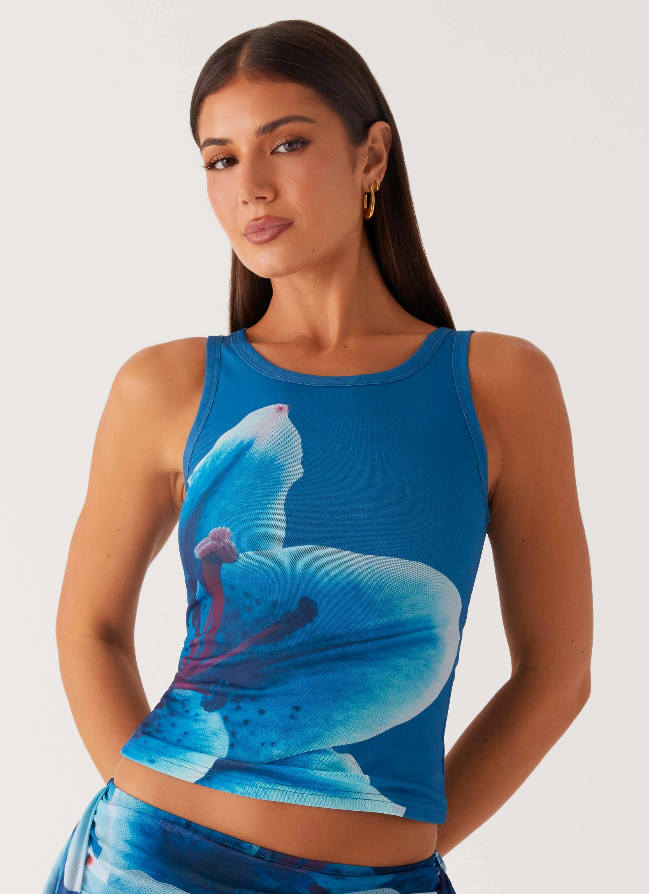 Sustainable Durable Seams Edera Tank - Turquoise Floral