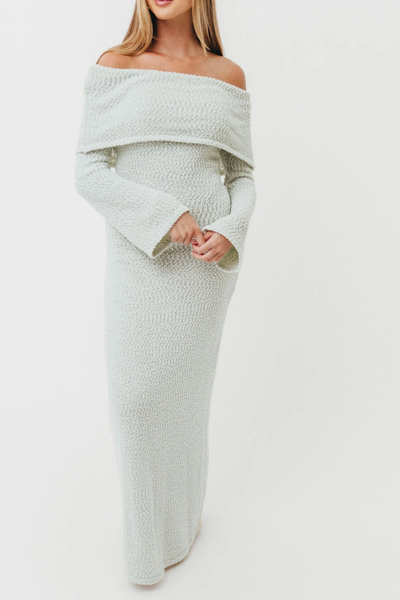 Nora Knit Maxi Dress in Seafoam- Bump Friendly Casual Days