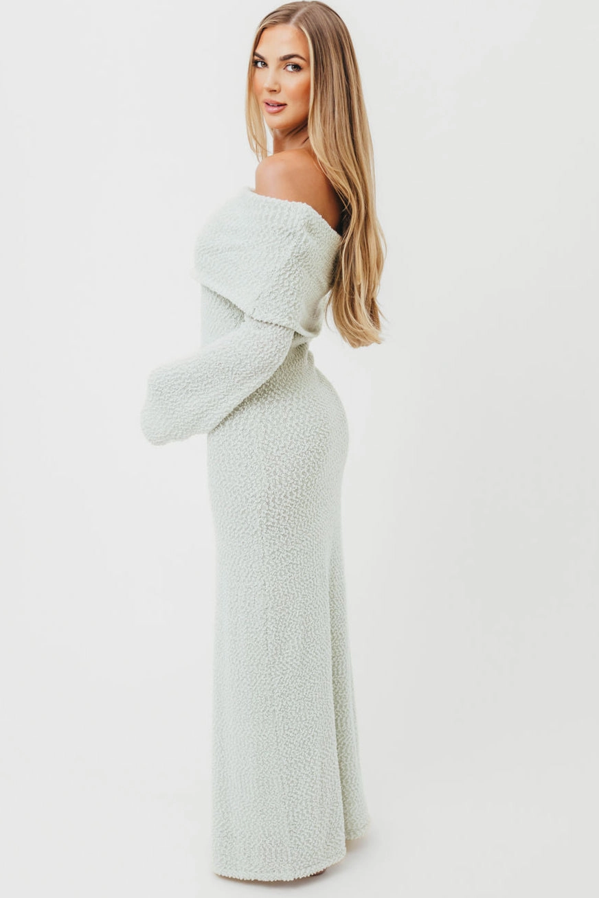 Fresh Tones Nora Knit Maxi Dress in Seafoam- Bump Friendly