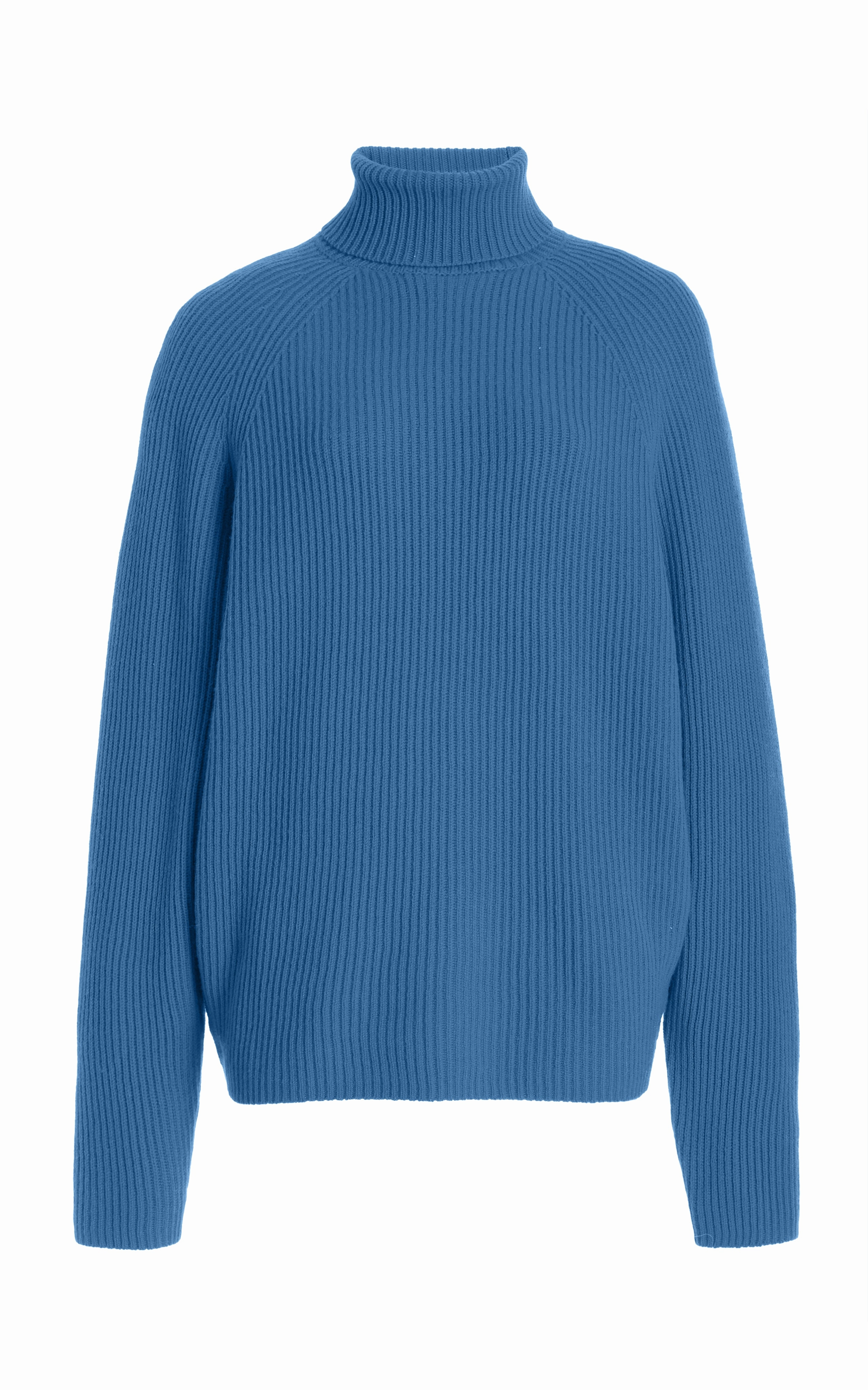 Wigman Knit Turtleneck Sweater in Light Blue Denim Cashmere Colorfast Clothing Garment Washed