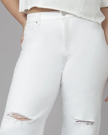 Must Have Wear Women's MILAN-WHT High Rise Wide Leg Jeans | White