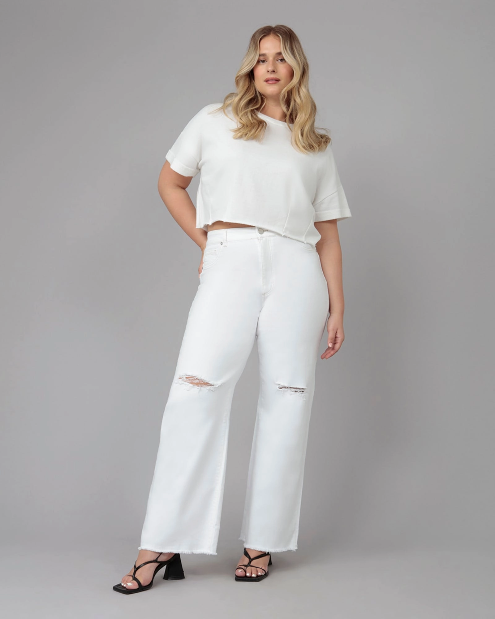 Easy Fit Design Outdoor Adventure Stylish Family Style Women's MILAN-WHT High Rise Wide Leg Jeans | White