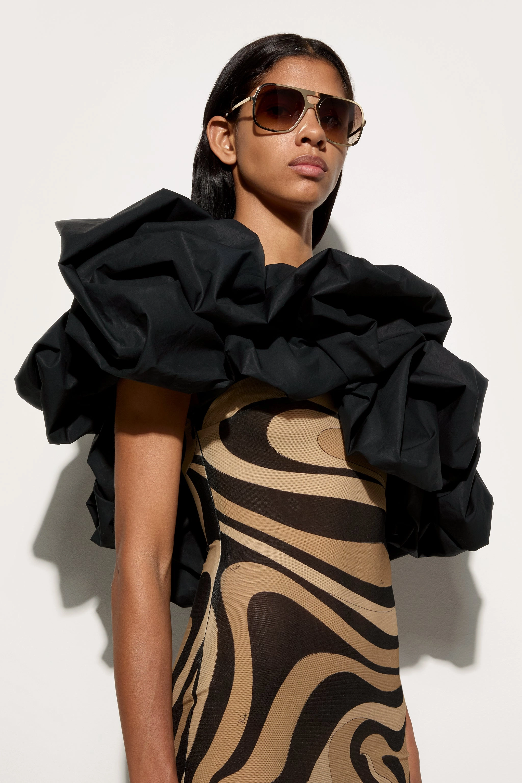 Shade Glow Marmo Print One Shoulder Dress