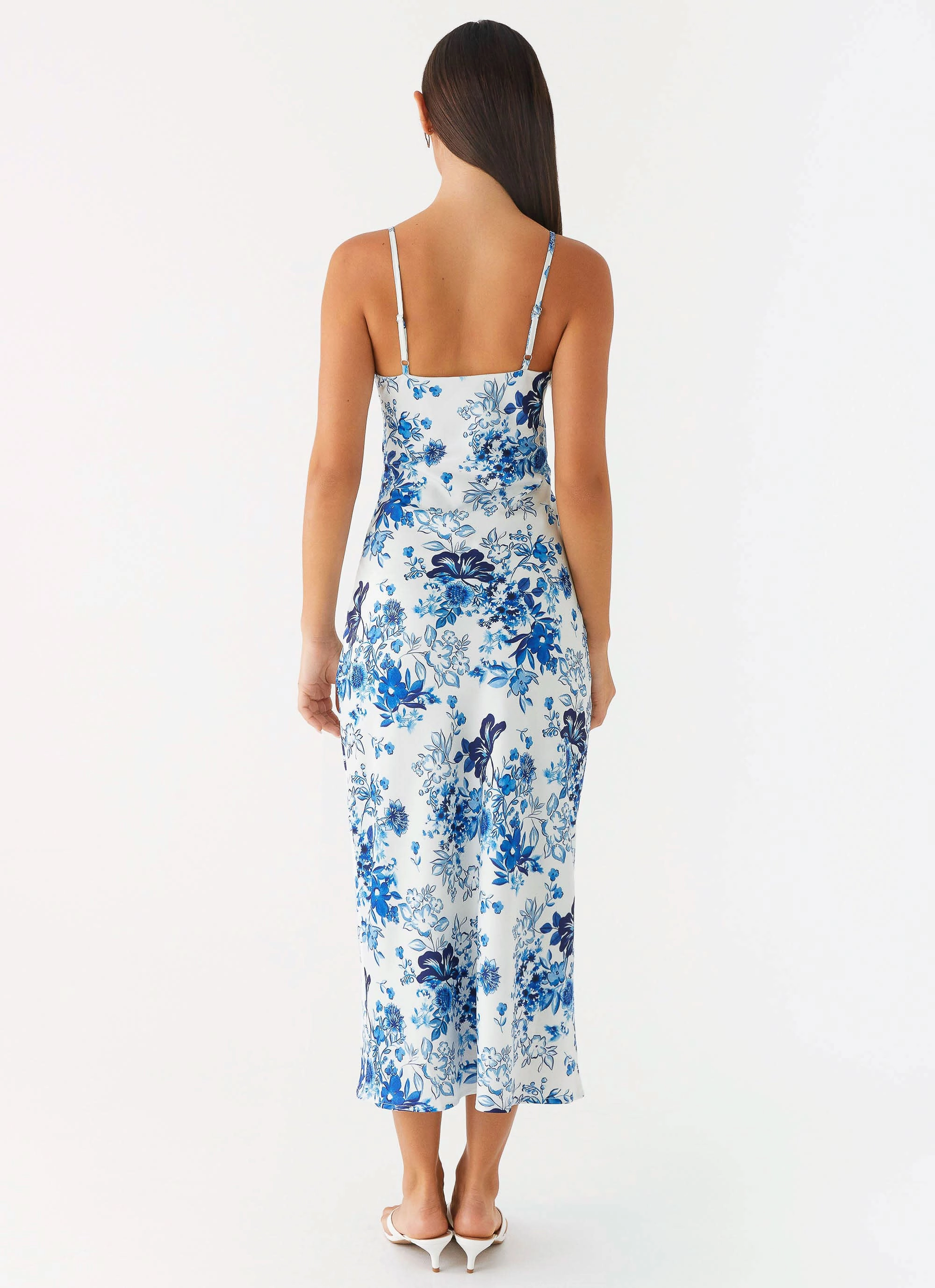 High Cut Compressible Take Chances Midi Dress - Serene Sky Floral