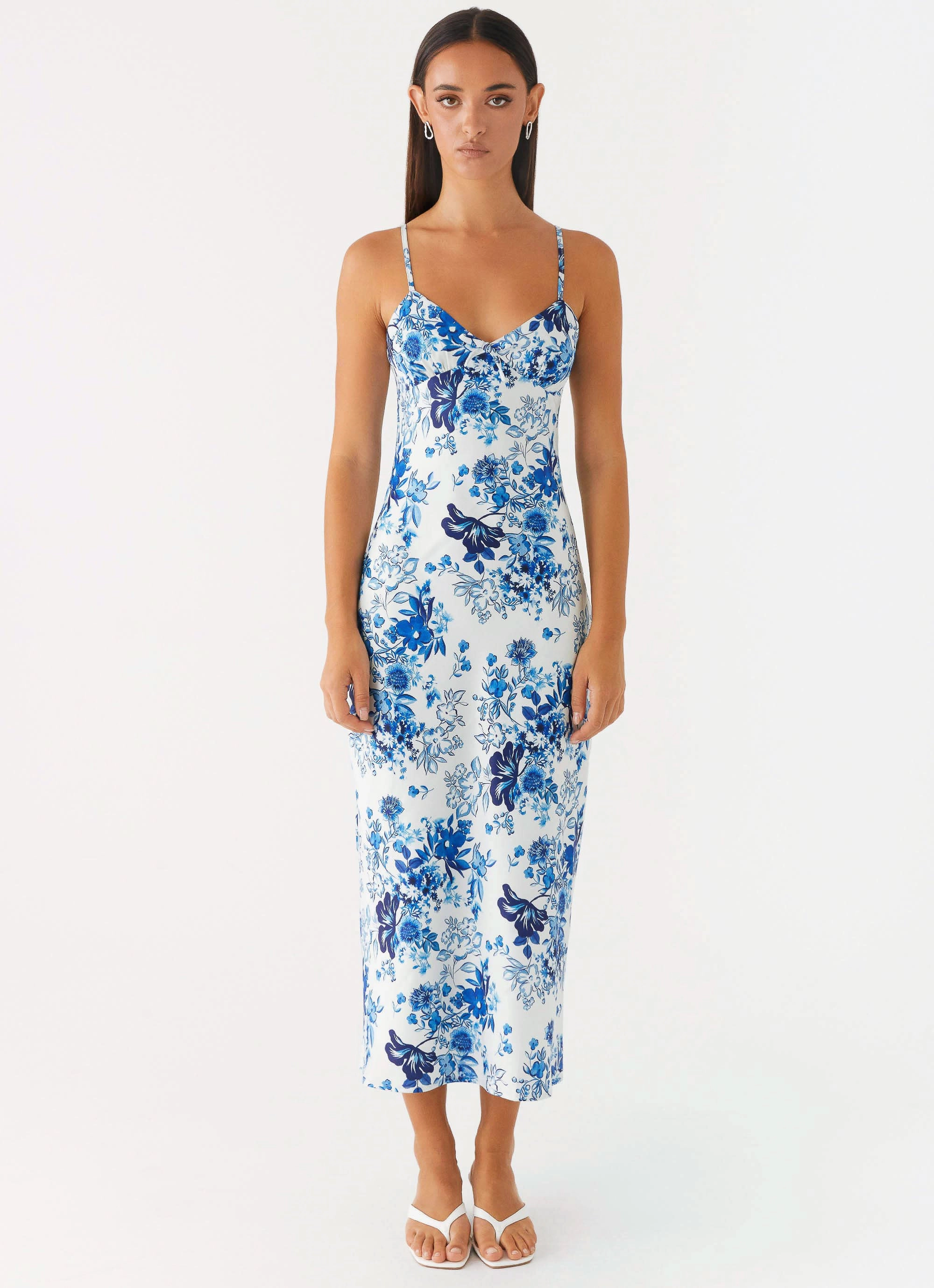 Work Pairing Take Chances Midi Dress - Serene Sky Floral