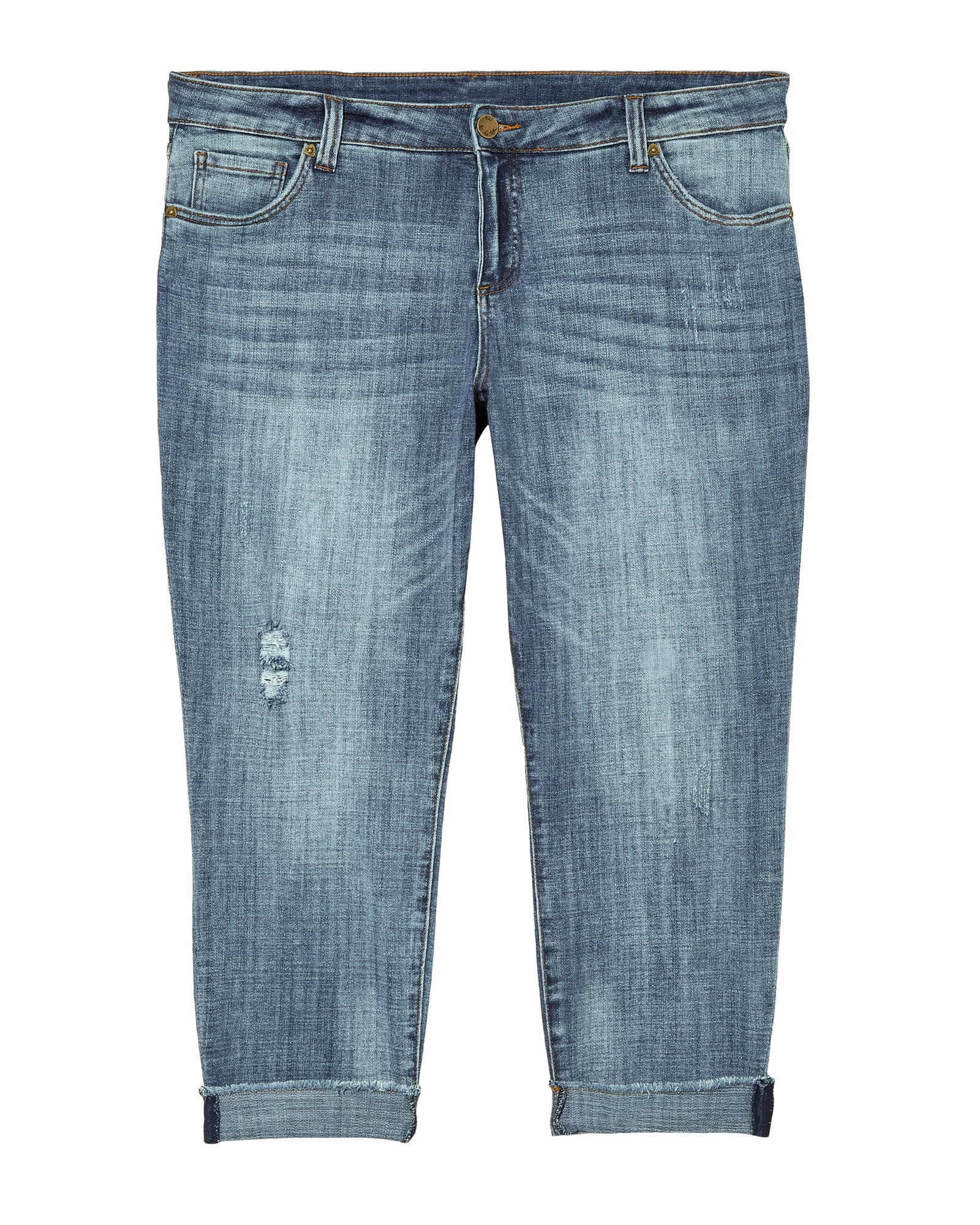 Casual Dressing Seeley Cropped Straight Leg - Roll Up Frayed Hem | Medium Wash