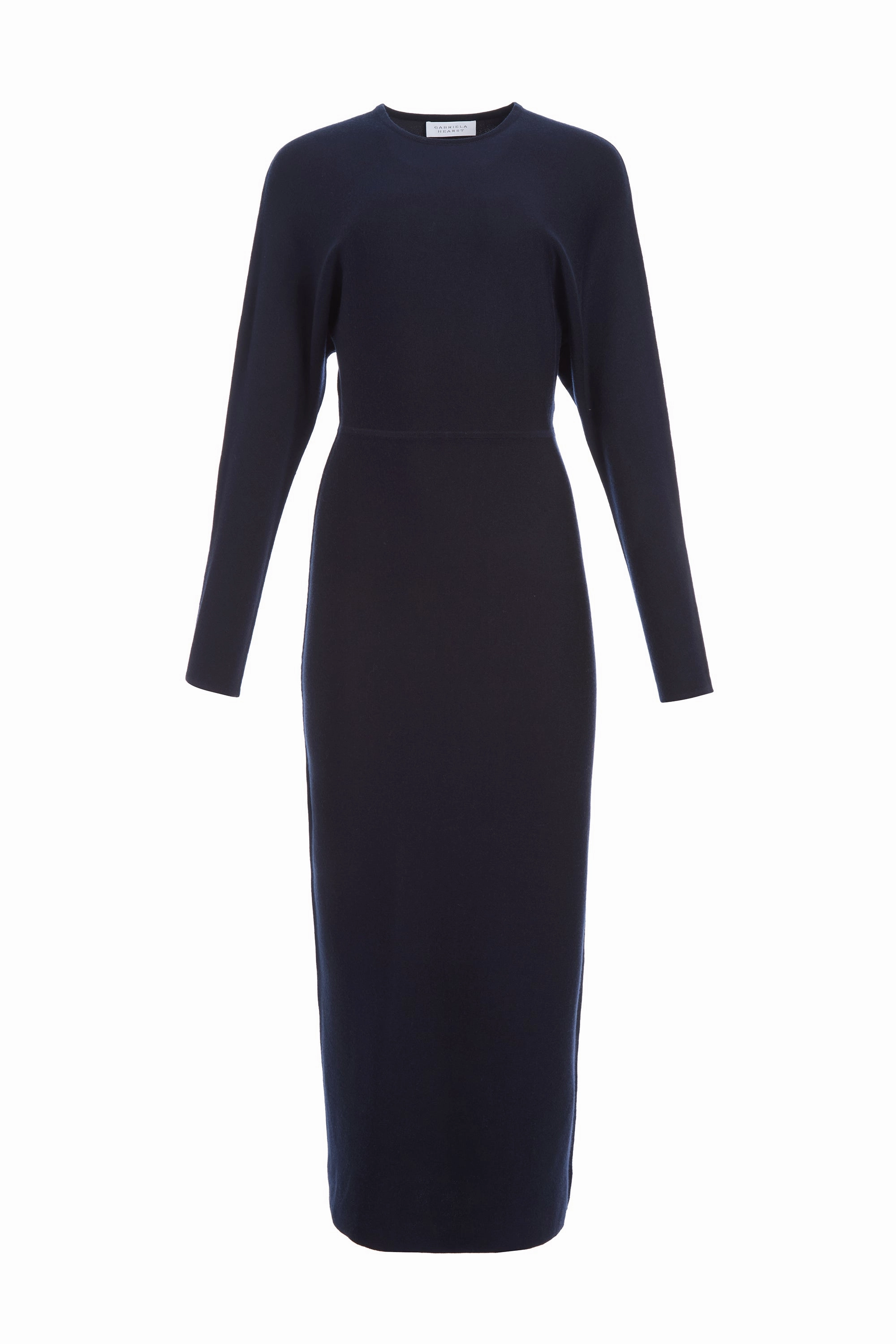 Semaine Knit Midi Dress in Navy Cashmere Silk Essential Outfit Compression Fit