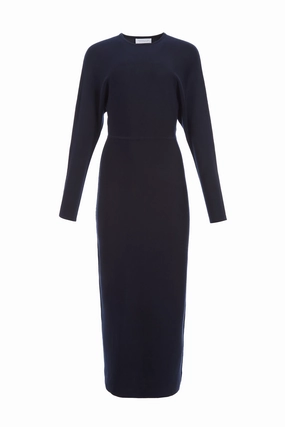 Semaine Knit Midi Dress in Navy Cashmere Silk Odor Resistant