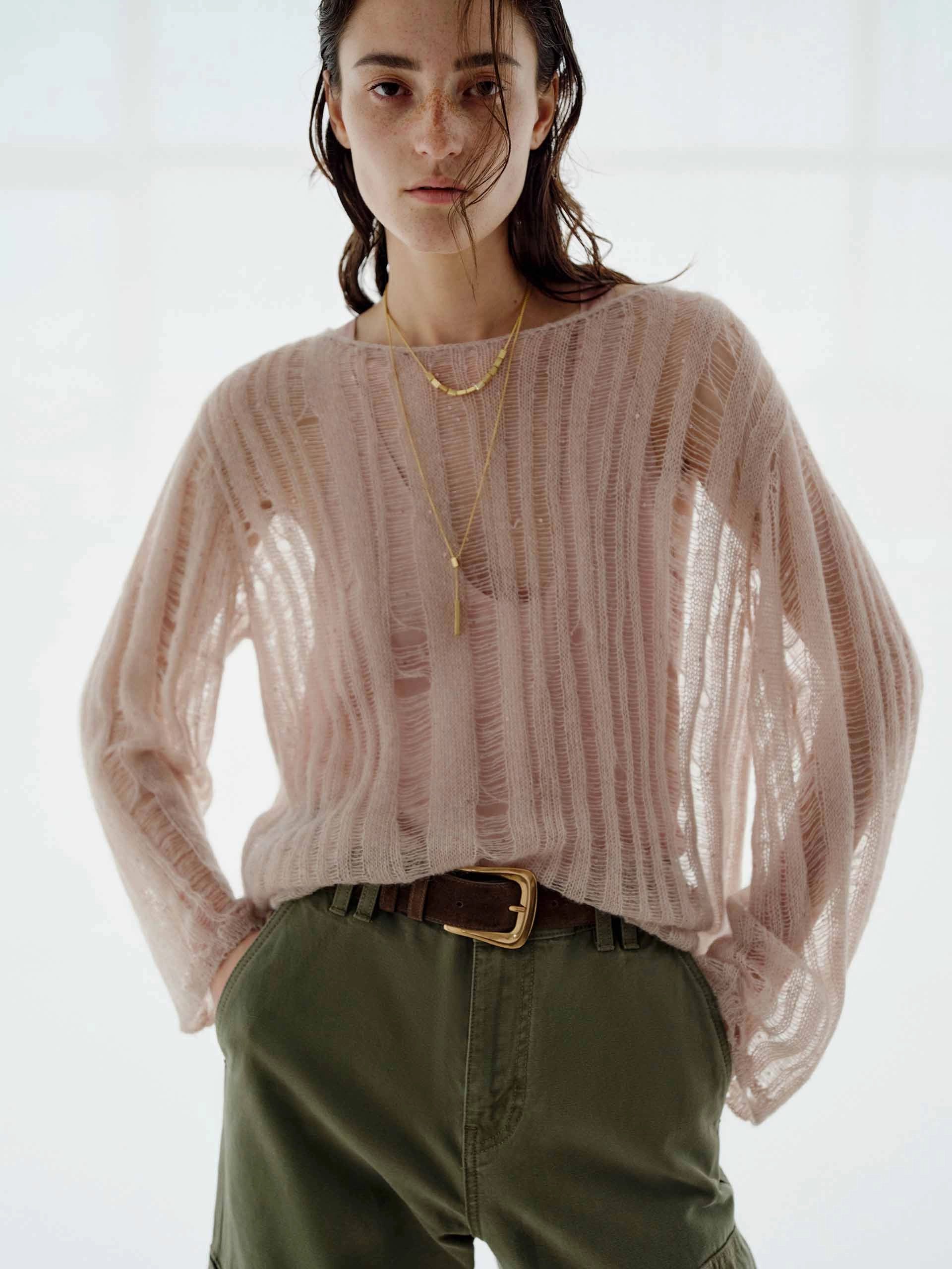 Sequin Open Knitted Top Shrink Resistant Process