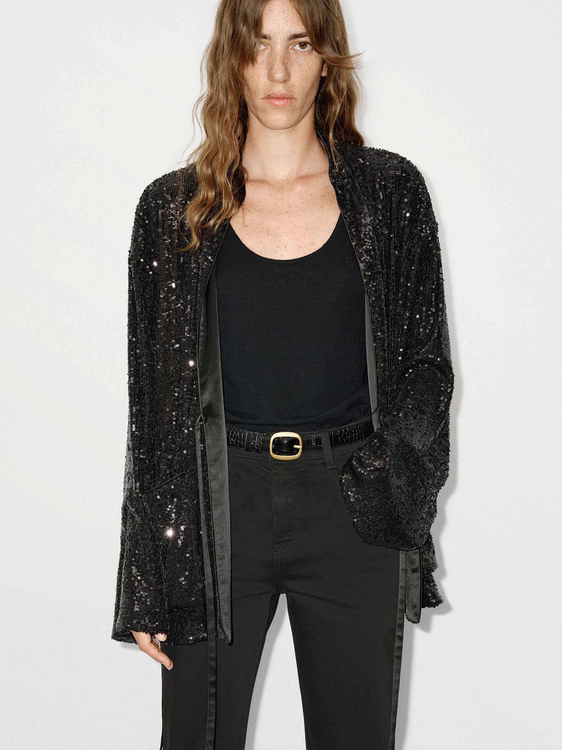 Sequin Textured Loose Coat Lightweight Windbreaker Tech