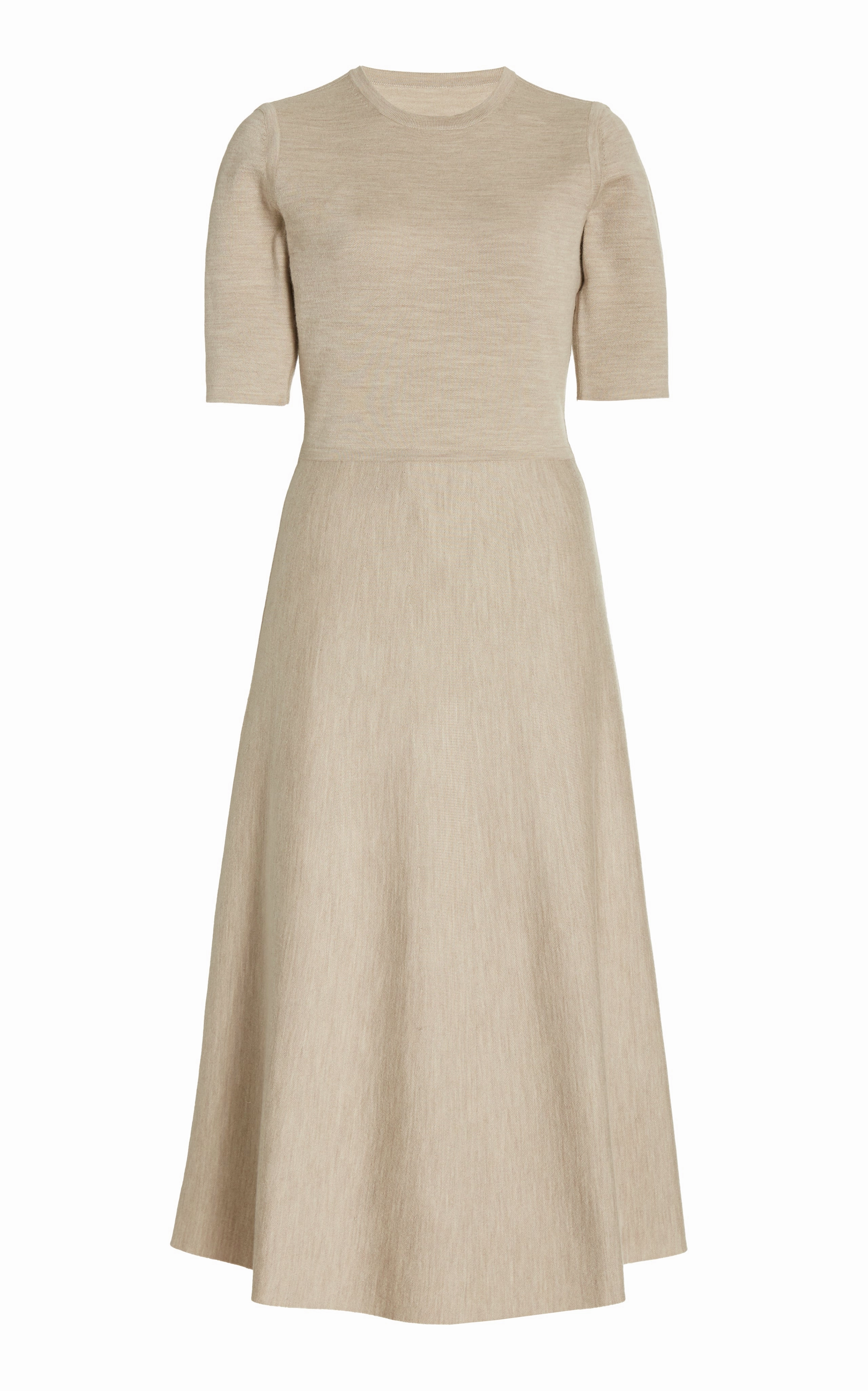 Office Friendly Seymore Knit Midi Dress in Oatmeal Merino Wool Cashmere