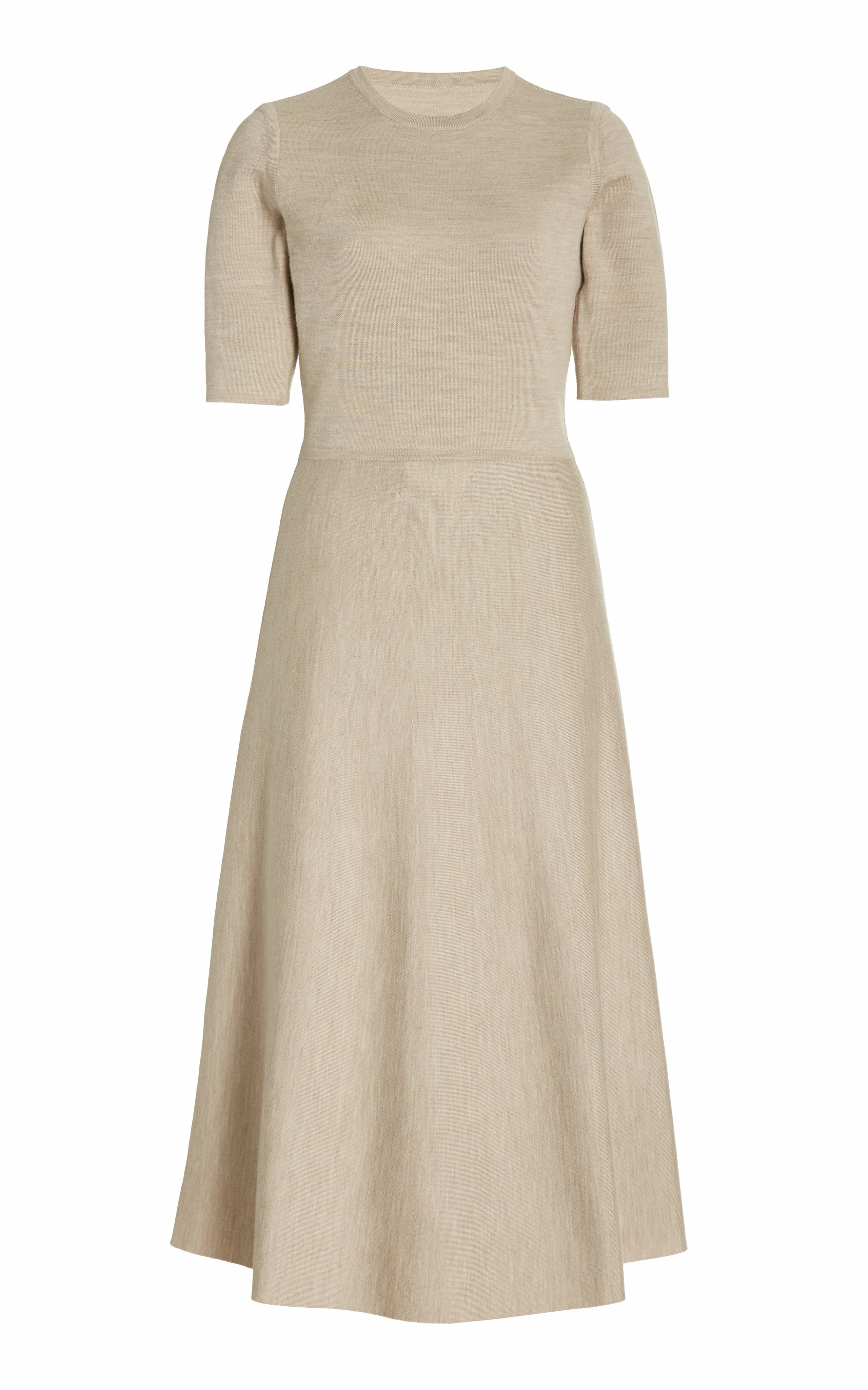 Seymore Knit Midi Dress in Oatmeal Merino Wool Cashmere Seasonal Wear