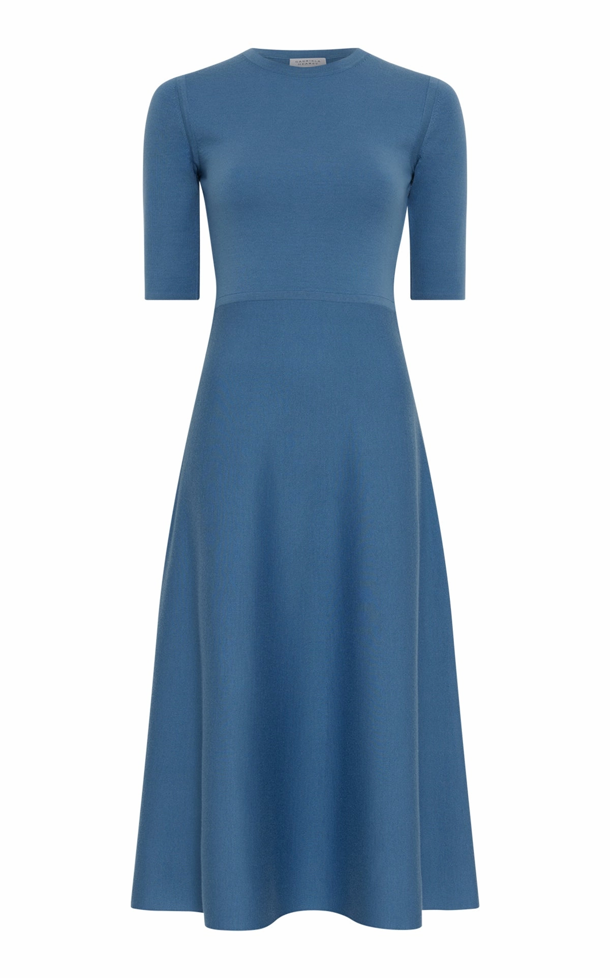 FineGauge Knit Seymore Knit Midi Dress in Sky Merino Wool Cashmere