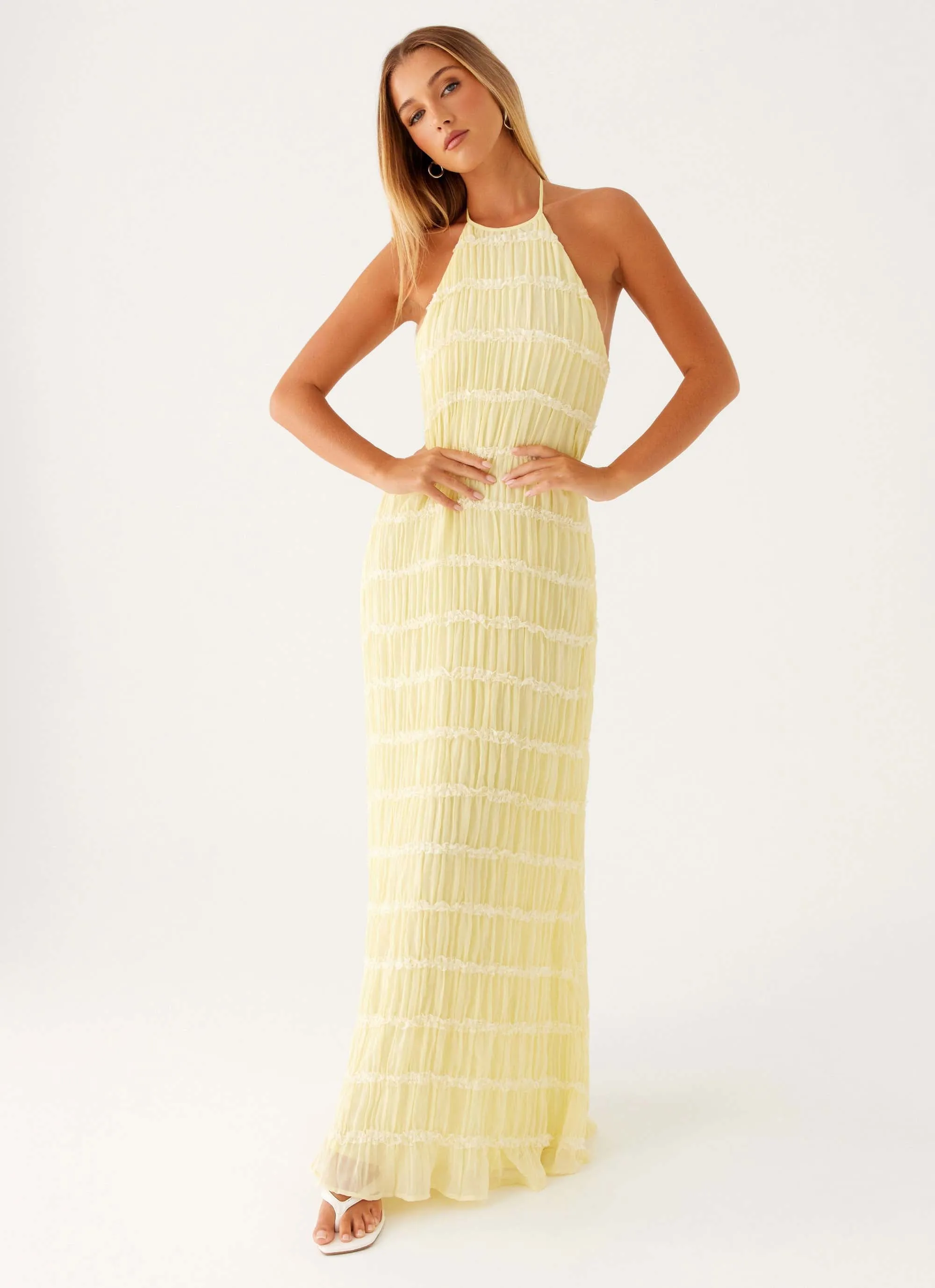 Aullie Maxi Dress - Yellow Modern and Feminine Olive Fresh