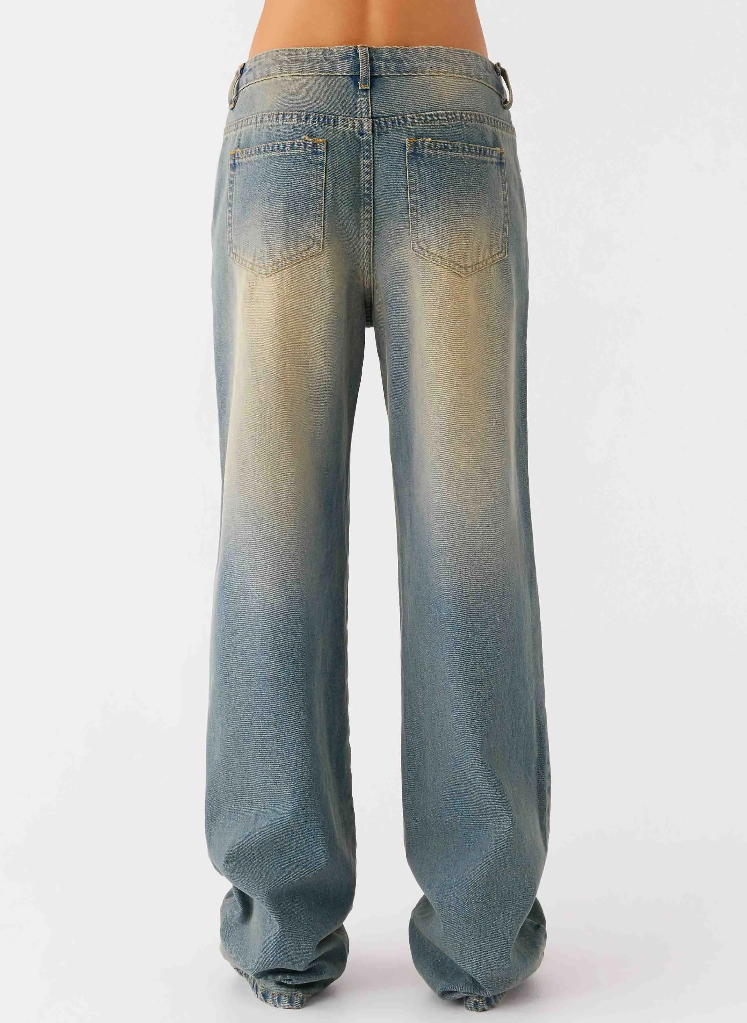 San Diego Straight Leg Jeans - Blue Wash Stylish Waistband Always Fits