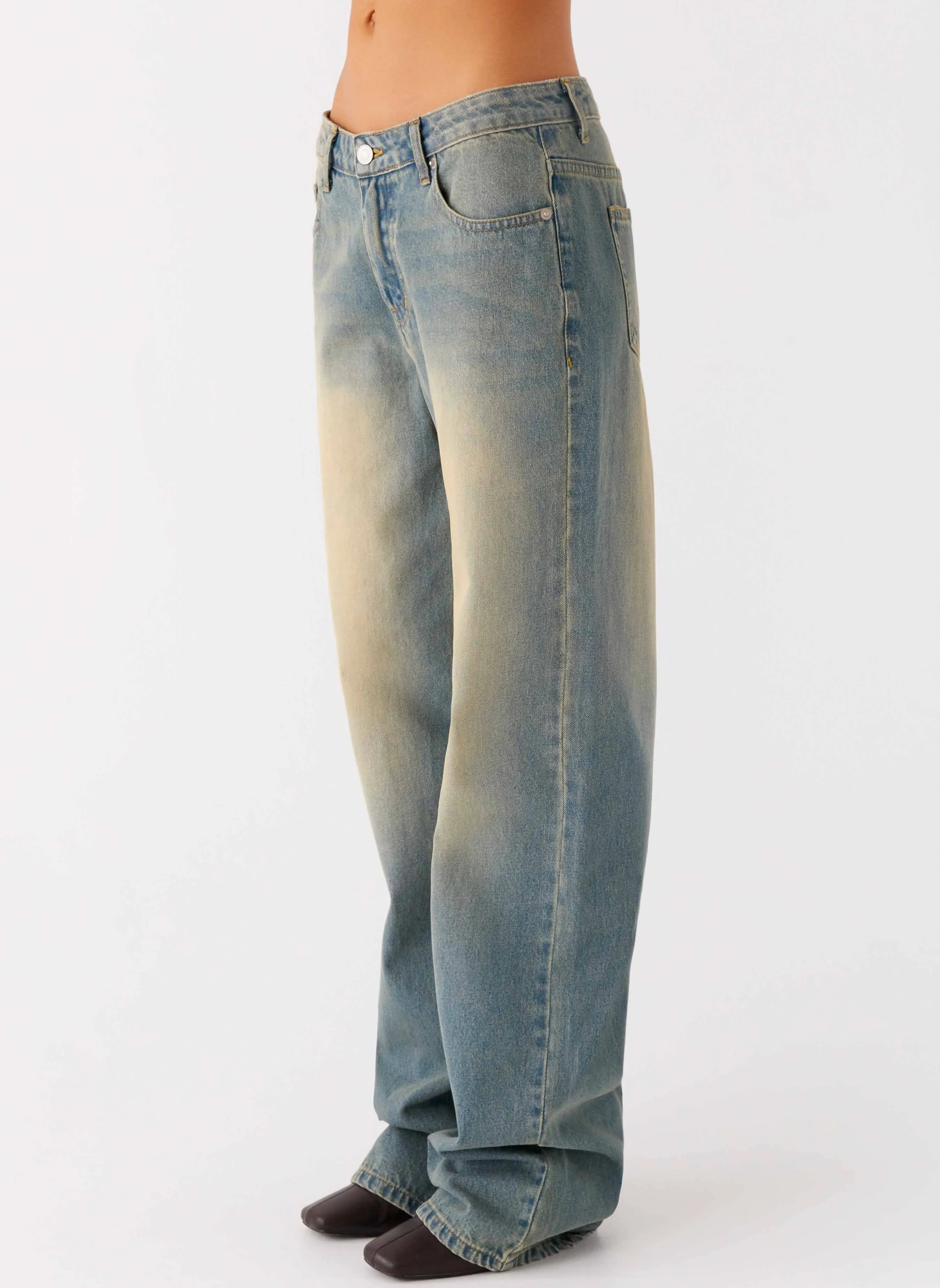 San Diego Straight Leg Jeans - Blue Wash Basic Attire Bartack Stitching