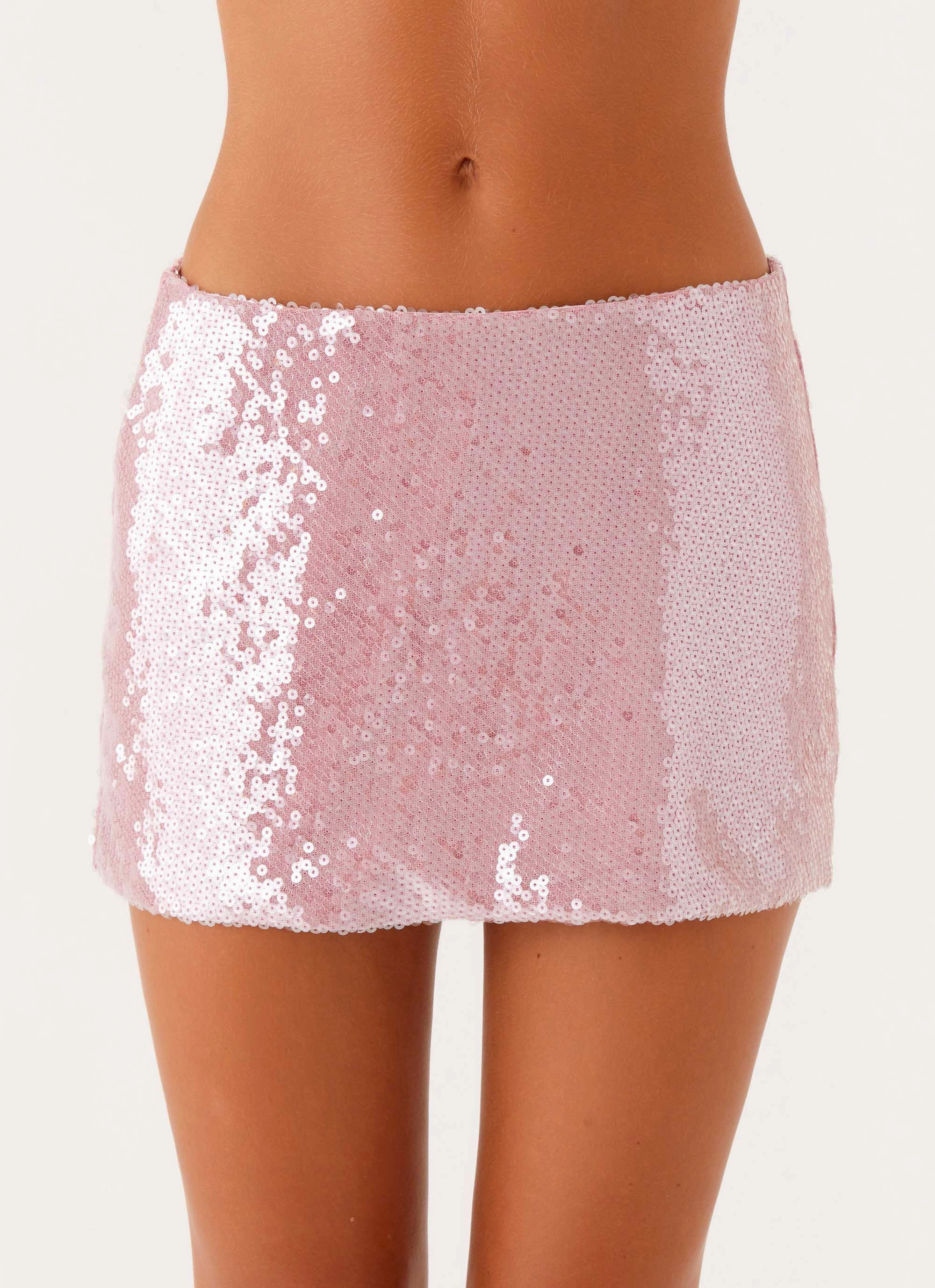 Made For You Low Rise Sequin Mini Skirt - Pink Bohemian vibe Refined Sophistication