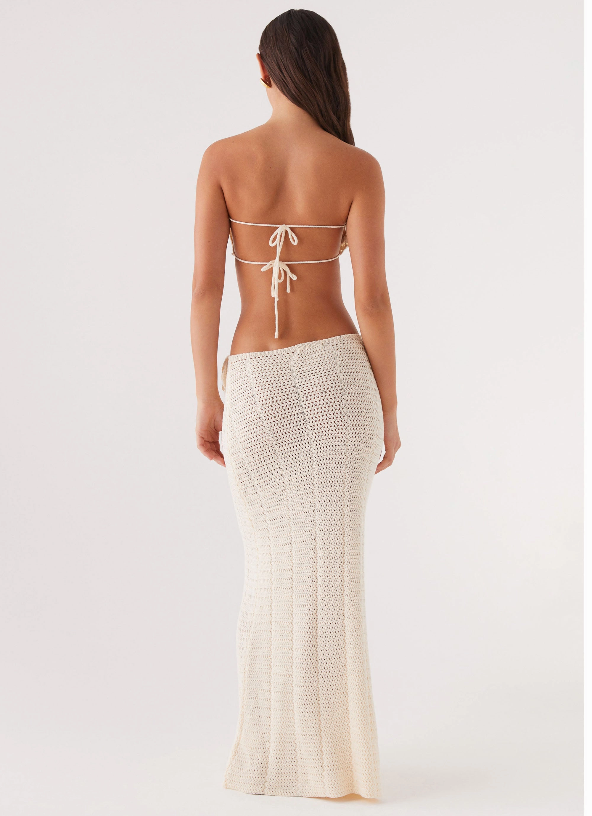Non Slip Waist Daily Wear Kelcie Rose Crochet Maxi Skirt - Ivory