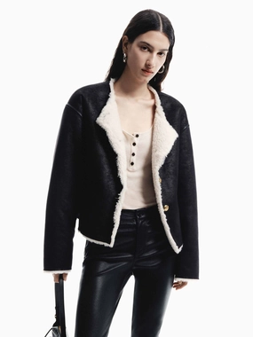 OversizedFit Shearling Cropped Jacket