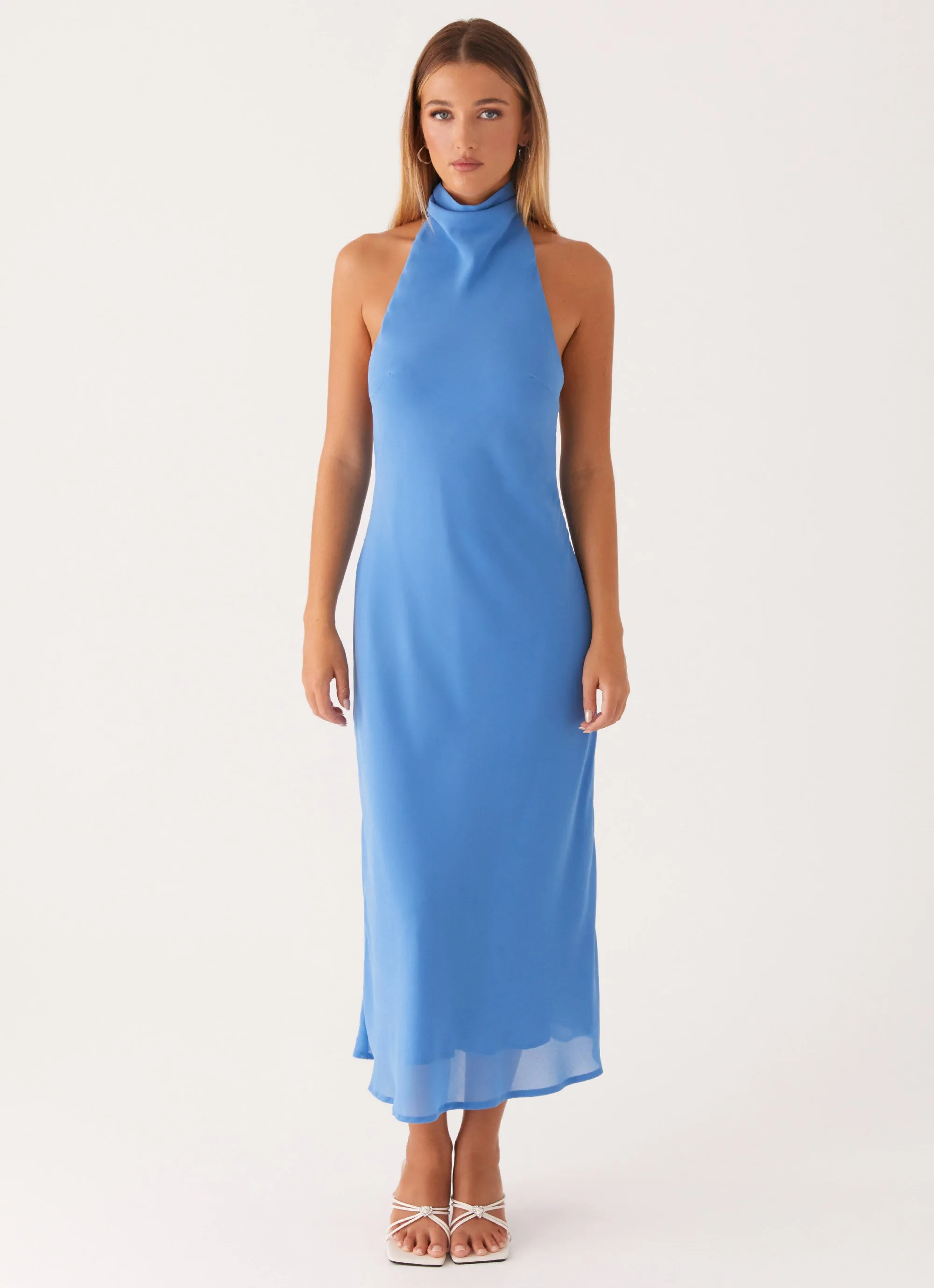 Perfectly Fitted Evening Motion Shelly Midi Dress - Azure